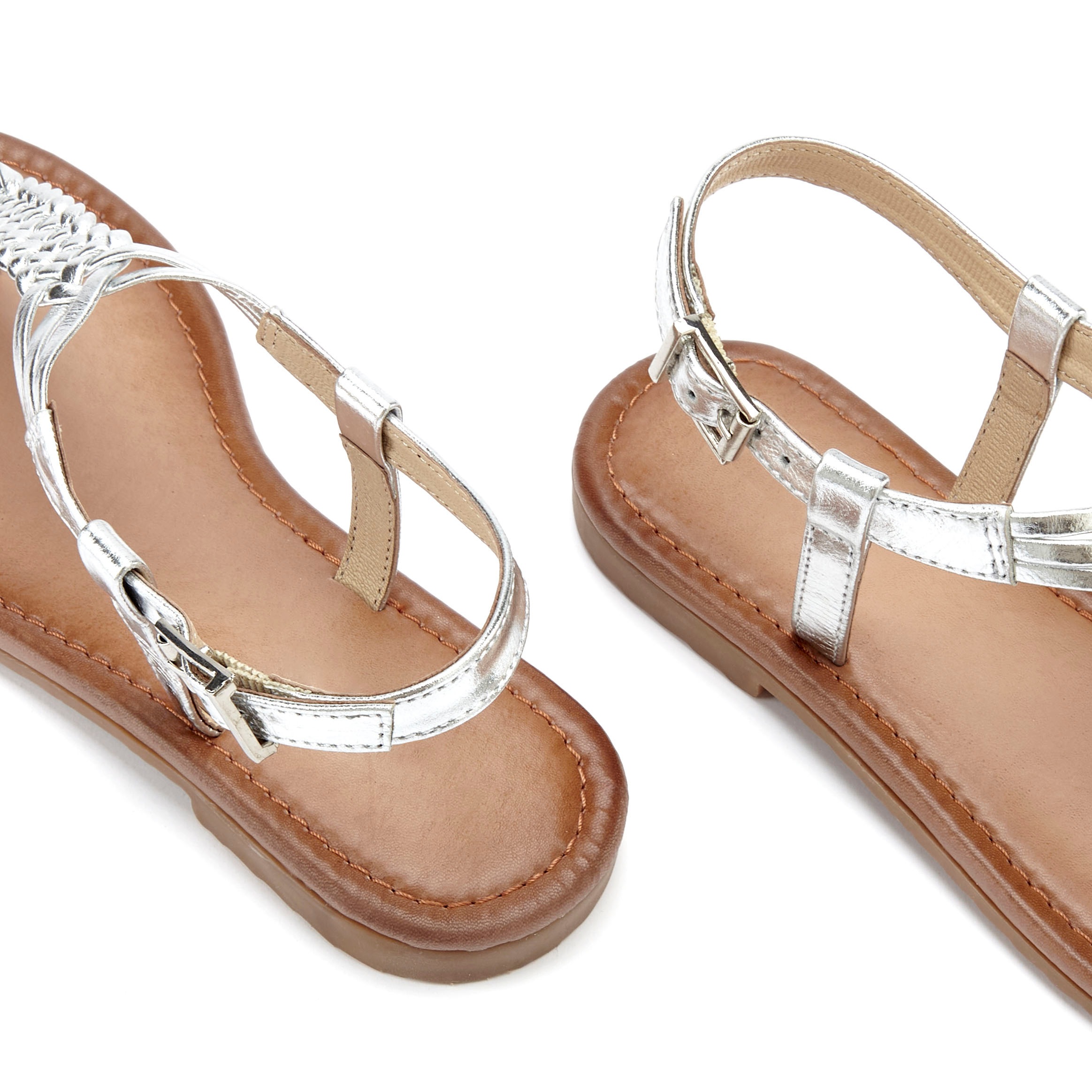 Vivance Zehentrenner, Sandalette, Sommerschuh,Sandale aus Leder mit Flecht-Optik