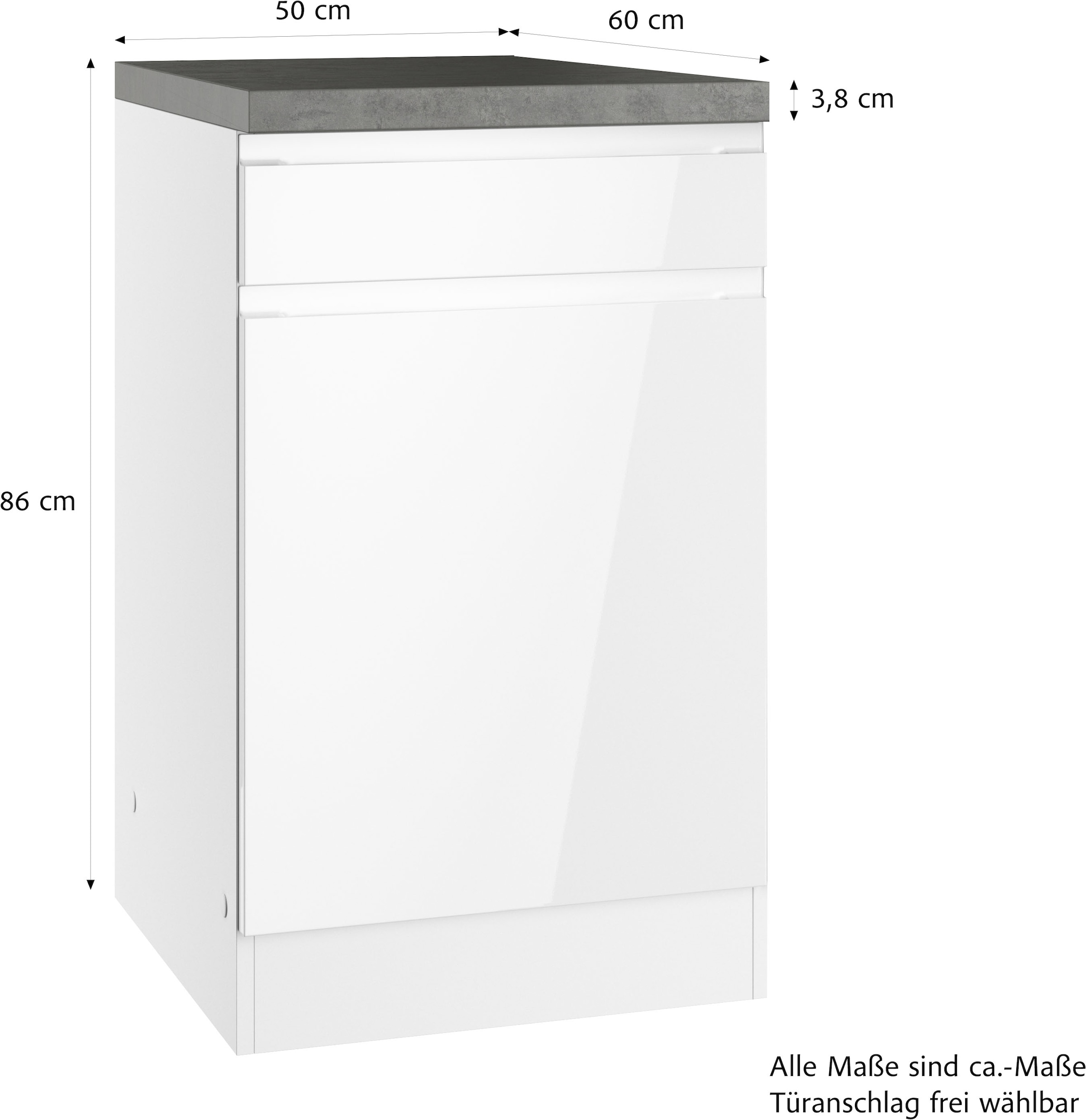 KOCHSTATION Unterschrank »KS-Virginia,neu in verbesserter Ausführung« Stauraum, Softclose, mit CPL-Arbeitsplatte,  Breite 50 cm, 1 Tür, 1 Schubkasten, Soft-Close-Funktion