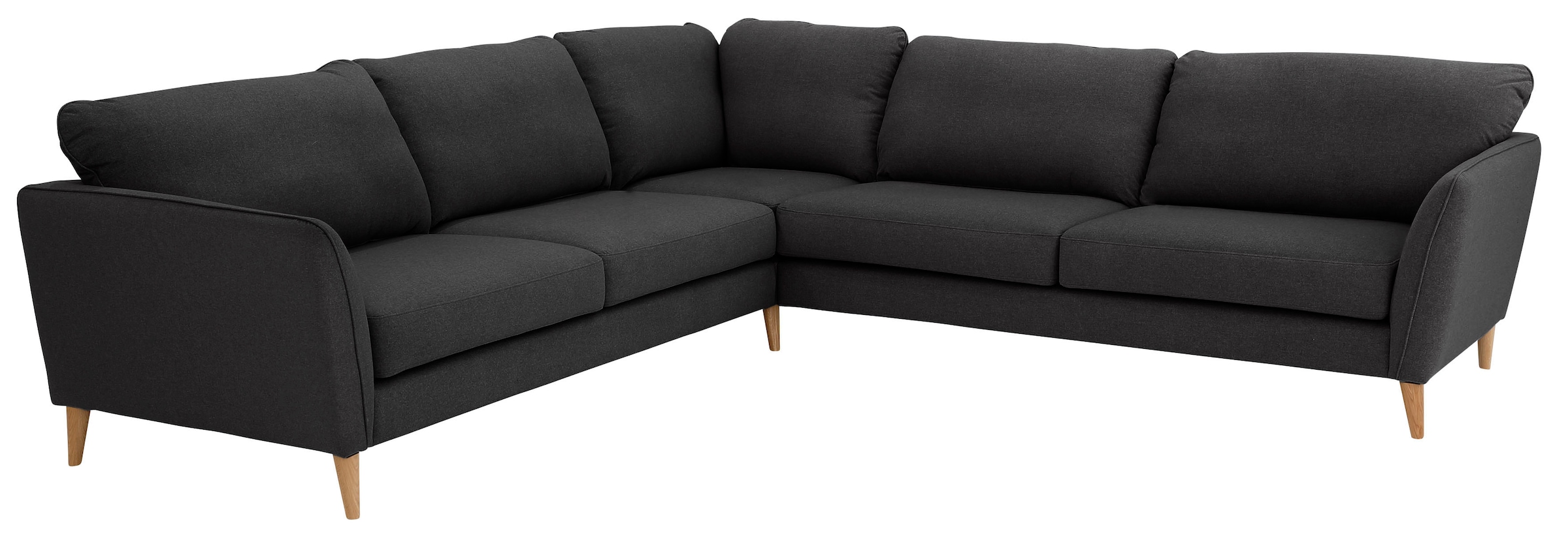 Home affaire Ecksofa »MARSEILLE 278/278 cm, L-Form, Webstoff, Flachgewebe, Filzoptik«, gleichschenklig, Massivholzbeine, Landhausstil, Wellenunterfederung