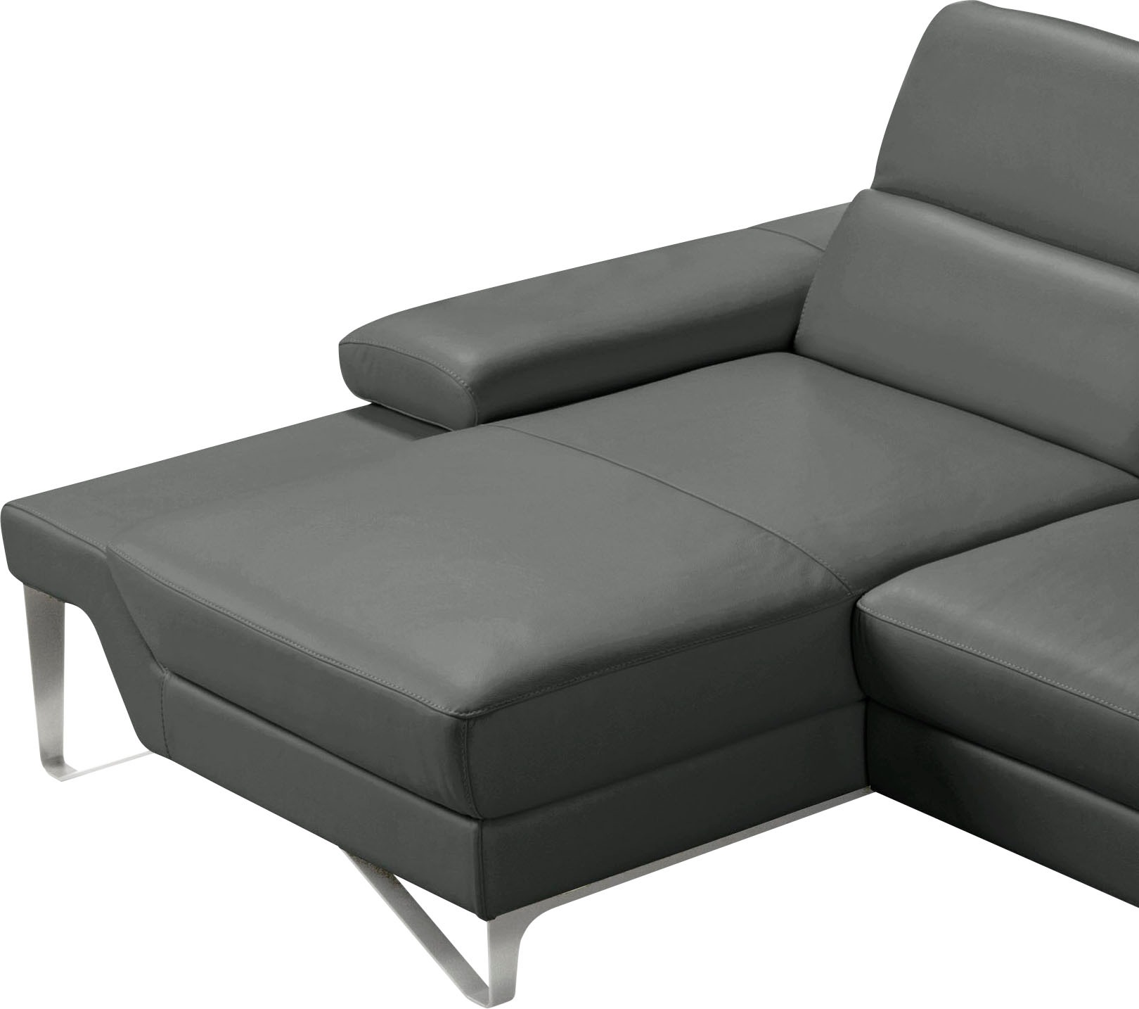 Egoitaliano Ecksofa »Princess, elegantes Designsofa mit erstklassigem Sitzkomfort, L-Form«, mit Recamiere, inkl. Kopfteilverstellung, edle Designmetallfüße