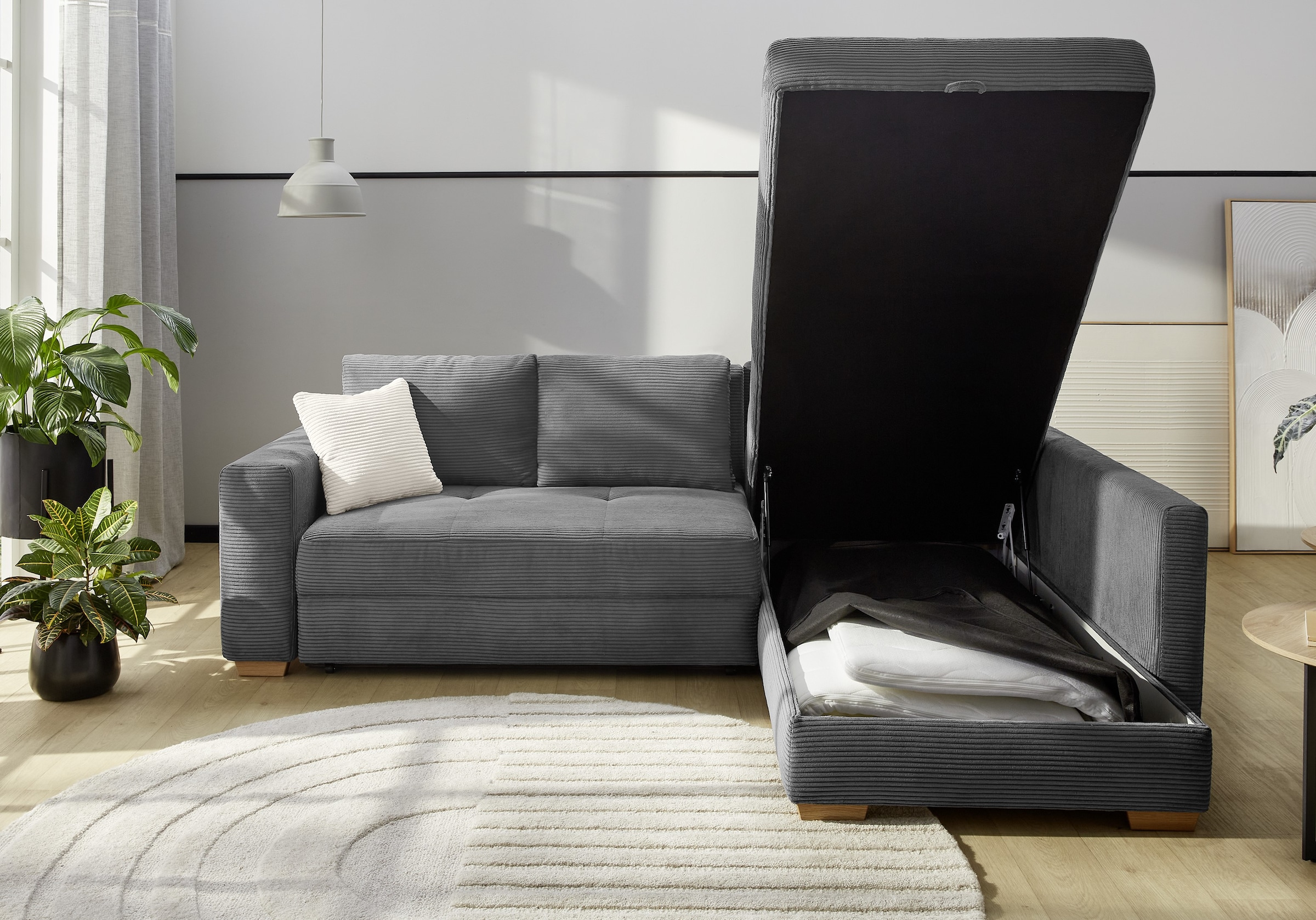 Jockenhöfer Gruppe Ecksofa »Sunset, Dauerschlafsofa mit«, Tonnentaschen-Federkern, 5cm Kaltschaumtopper, flexible montierbar