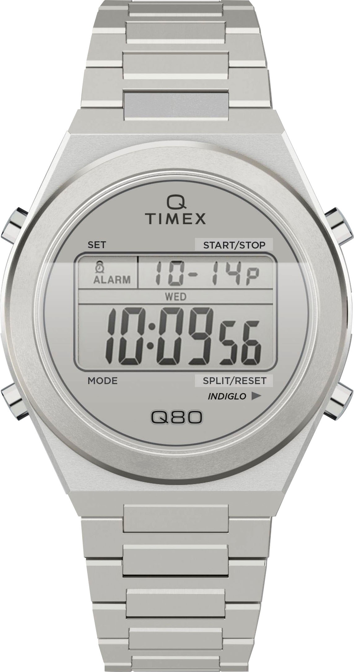 Timex Digitaluhr »Continental Q80« Quarzuhr, Armbanduhr, Herrenuhr, Edelstahlarmband, analog