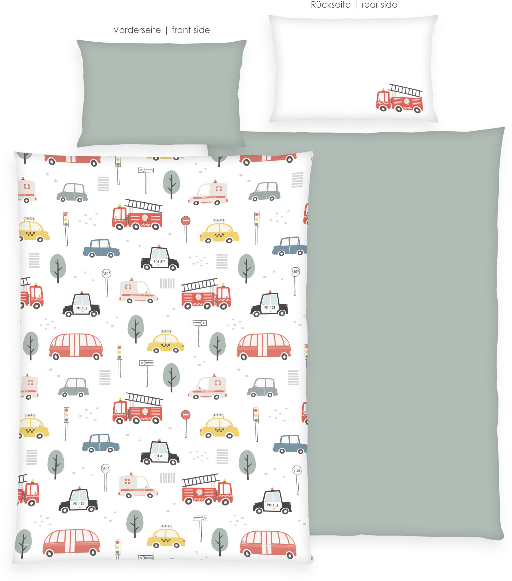 Baby Best Wendebettwäsche »babybest Fahrzeuge« 2 Stk. tlg. mit niedlichem Allover-Print