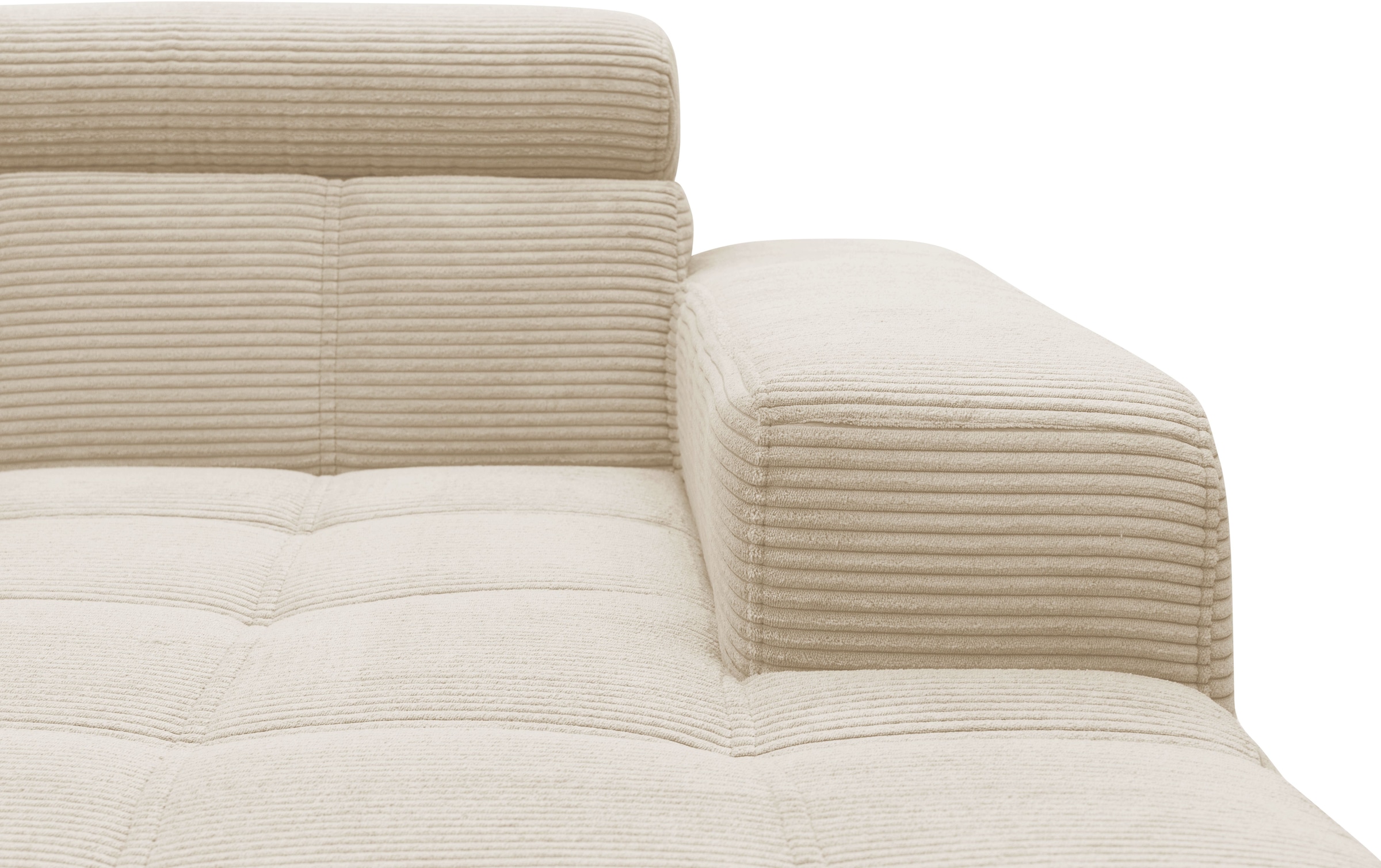 DOMO collection Ecksofa »Trento L-Form, mit Kufenfuß oder Einzelfuß«, wahlweise mit Kopfteilverstellung, Recamiere links/rechts bestellbar
