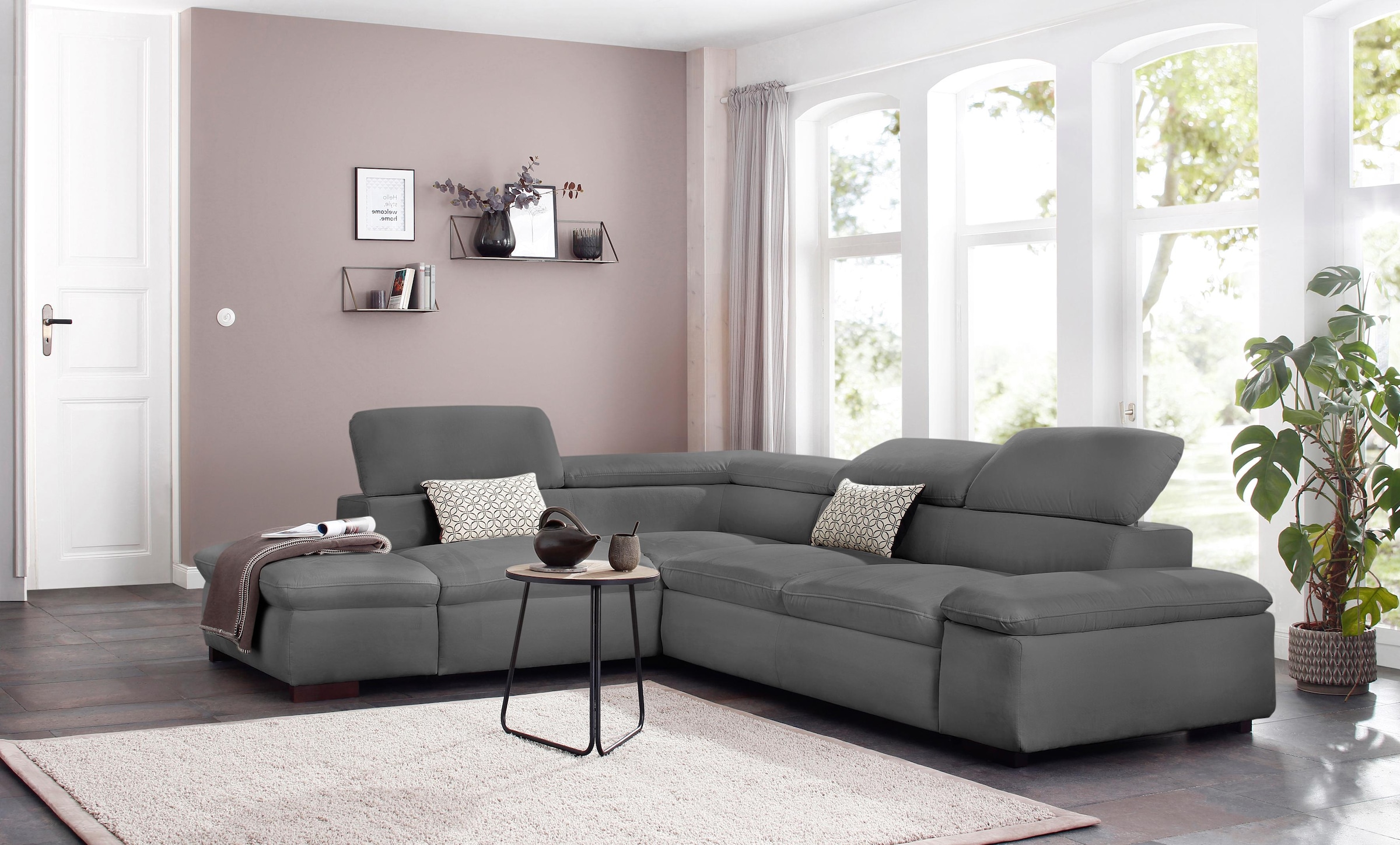 Home affaire Ecksofa "Alberto L-Form" mit Kopfteilverstellung, wahlweise mi günstig online kaufen