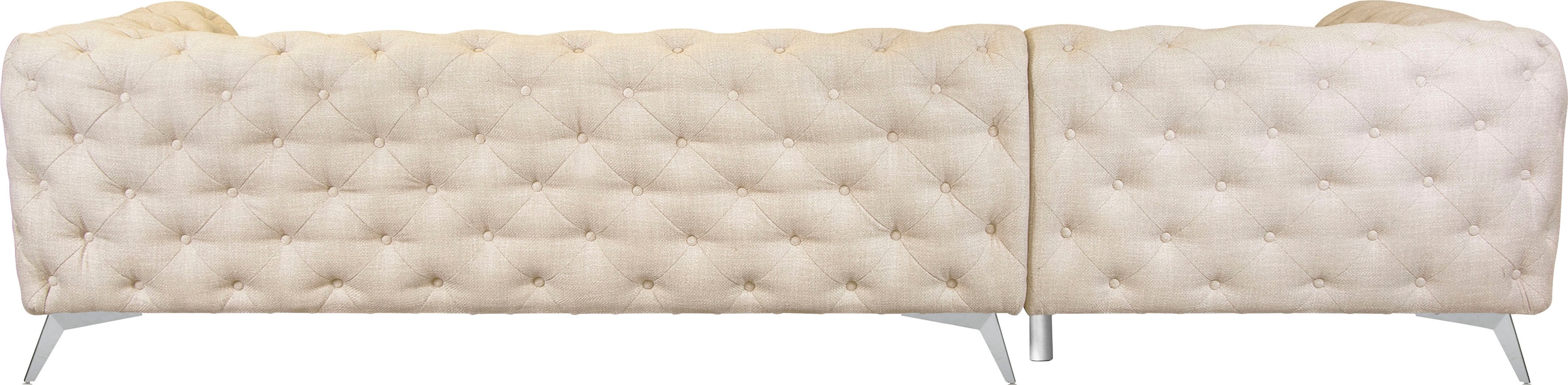 Leonique Chesterfield-Sofa »Ecksofa GLYNIS L-Form mit Wellenunterfederung, Maße B/T/H 323/264/75cm«, aufwändige Knopfheftung, moderne Chesterfield Optik, Fußfarbe wählbar