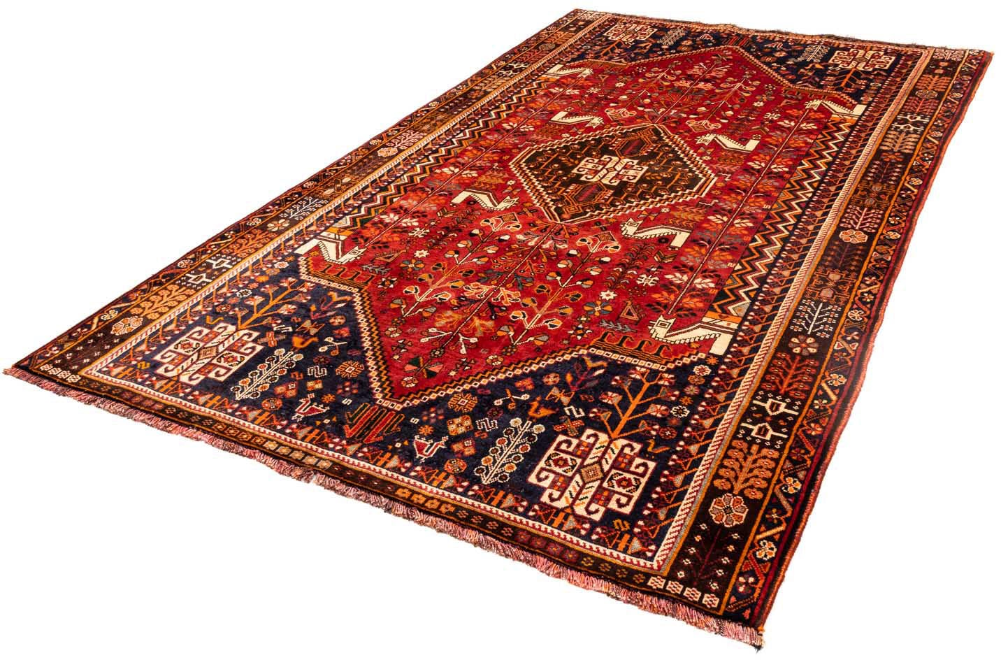 Wollteppich „Shiraz Medaillon 243 x 170 cm“, rechteckig, Unikat mit Zertifikat Dunkelrot 1 mm B/L: 170 cm x 243 cm – 1 mm