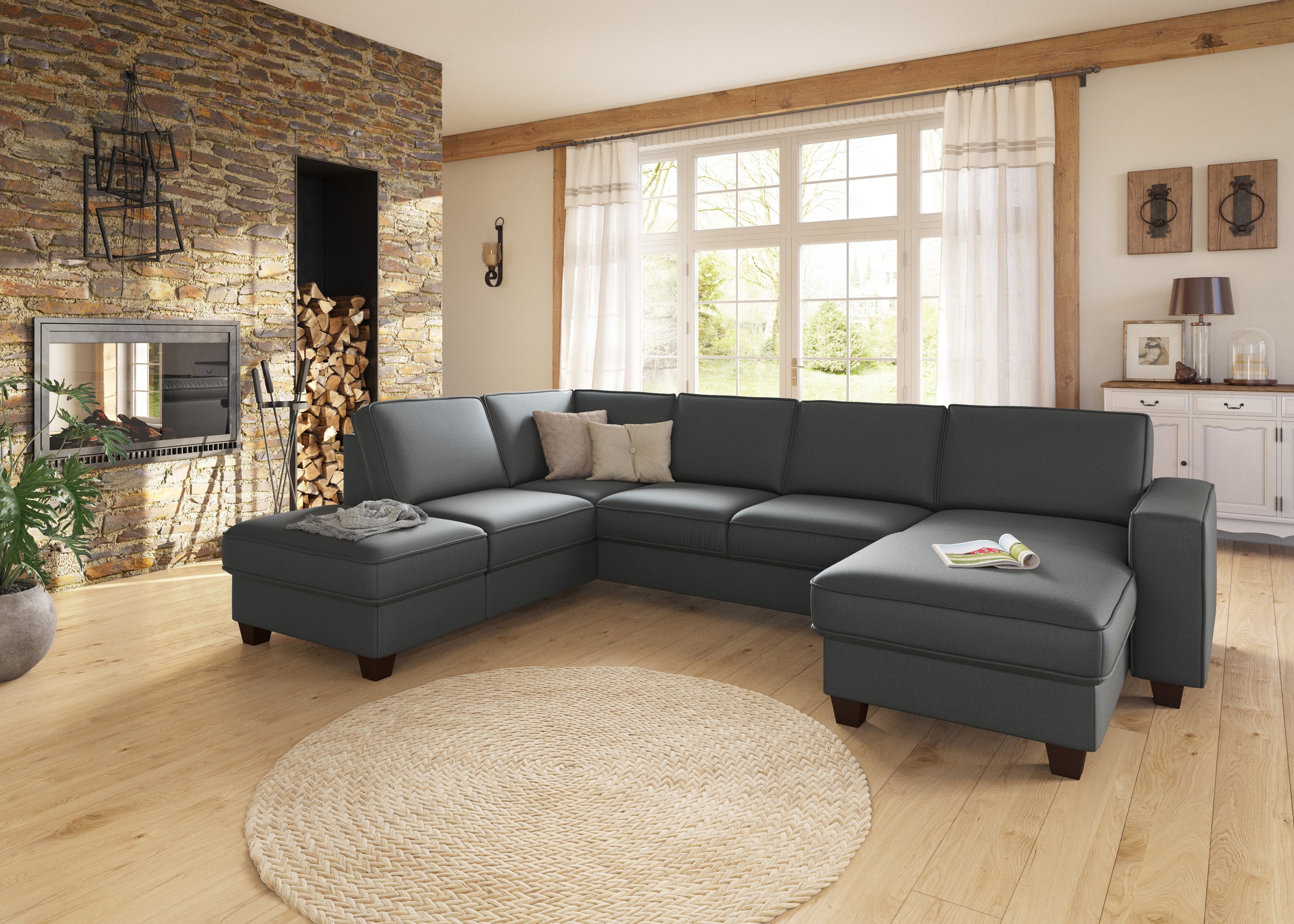 Home affaire Wohnlandschaft »County U-Form« wahlweise Ottomane links oder r günstig online kaufen