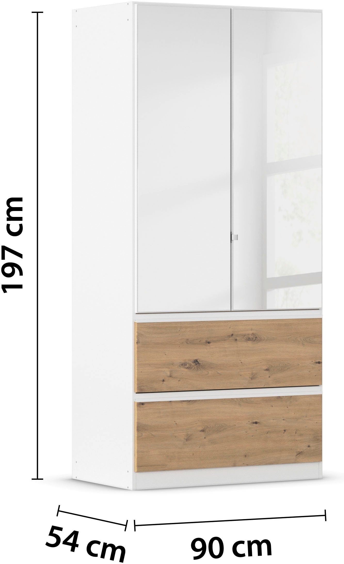 rauch Drehtürenschrank »Kleiderschrank Schrank Garderobe Wäscheschrank COSTA in 3 Breiten«, mit Spiegel, grifflose Front und Push-to-Open Funktion MADE IN GERMANY
