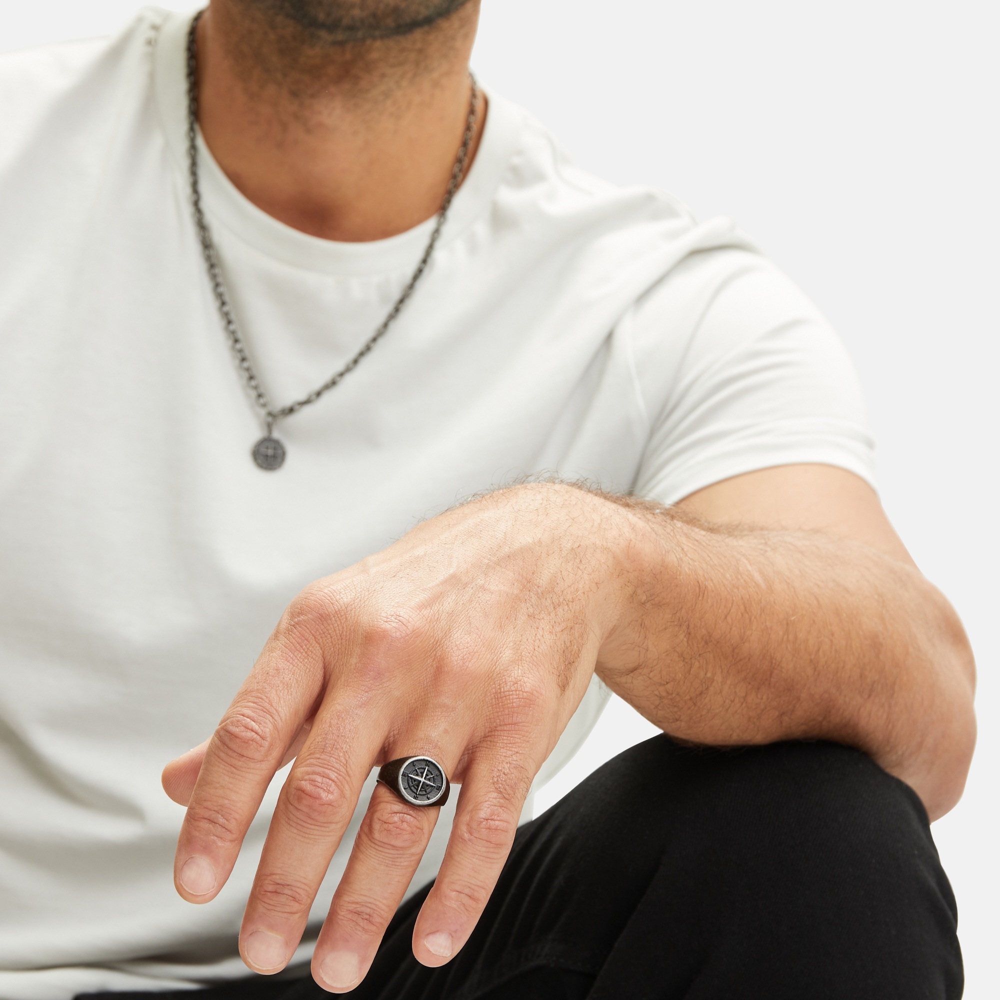 FYNCH-HATTON Fingerring »Schmuck Geschenk Edelstahl Ring The Antique Explorer Kompass«