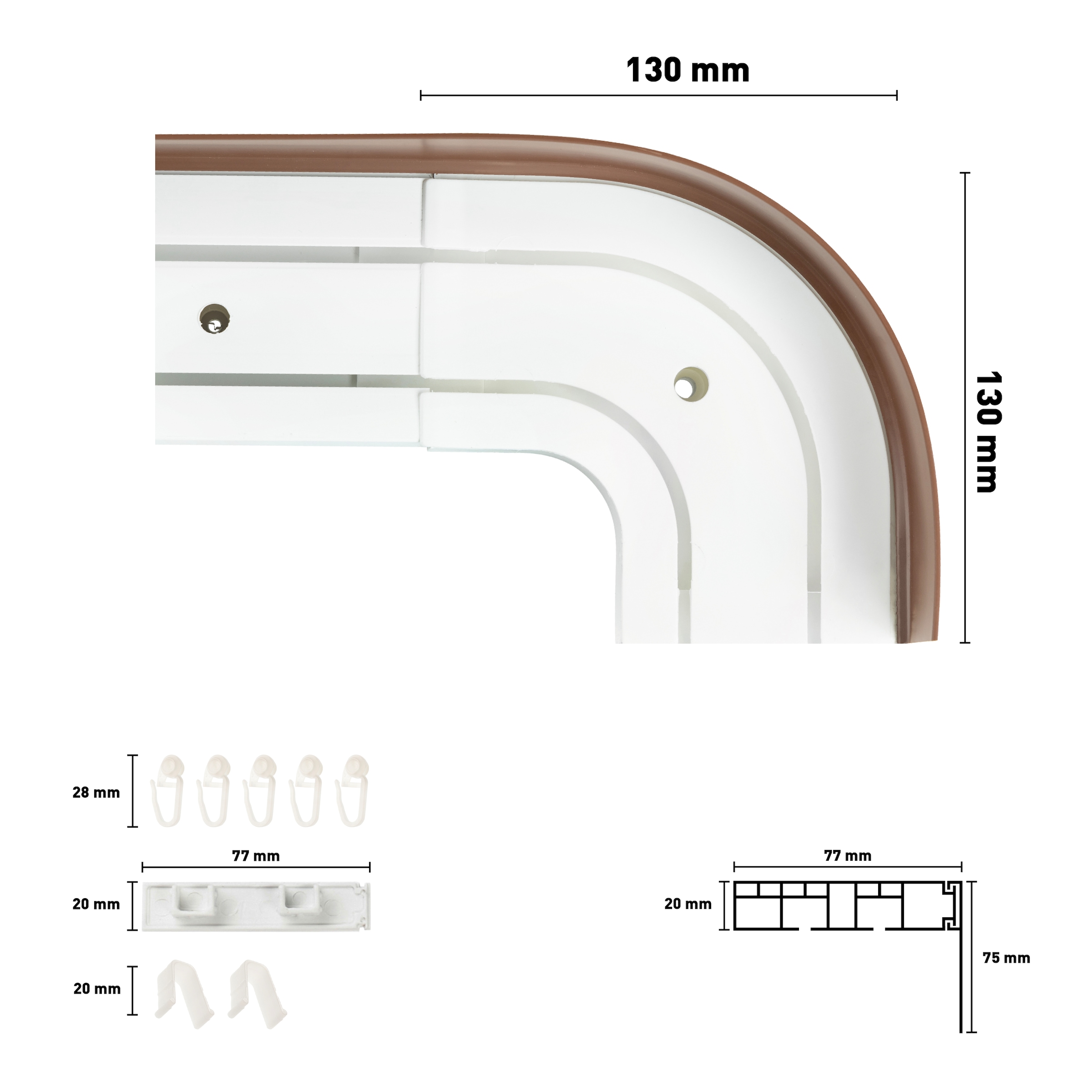SN DECO GROUP Gardinenschiene »SH2 mit Blende 7,5 cm«, 2 läufig-läufig, Fixmaß, mit Blende 7,5 cm