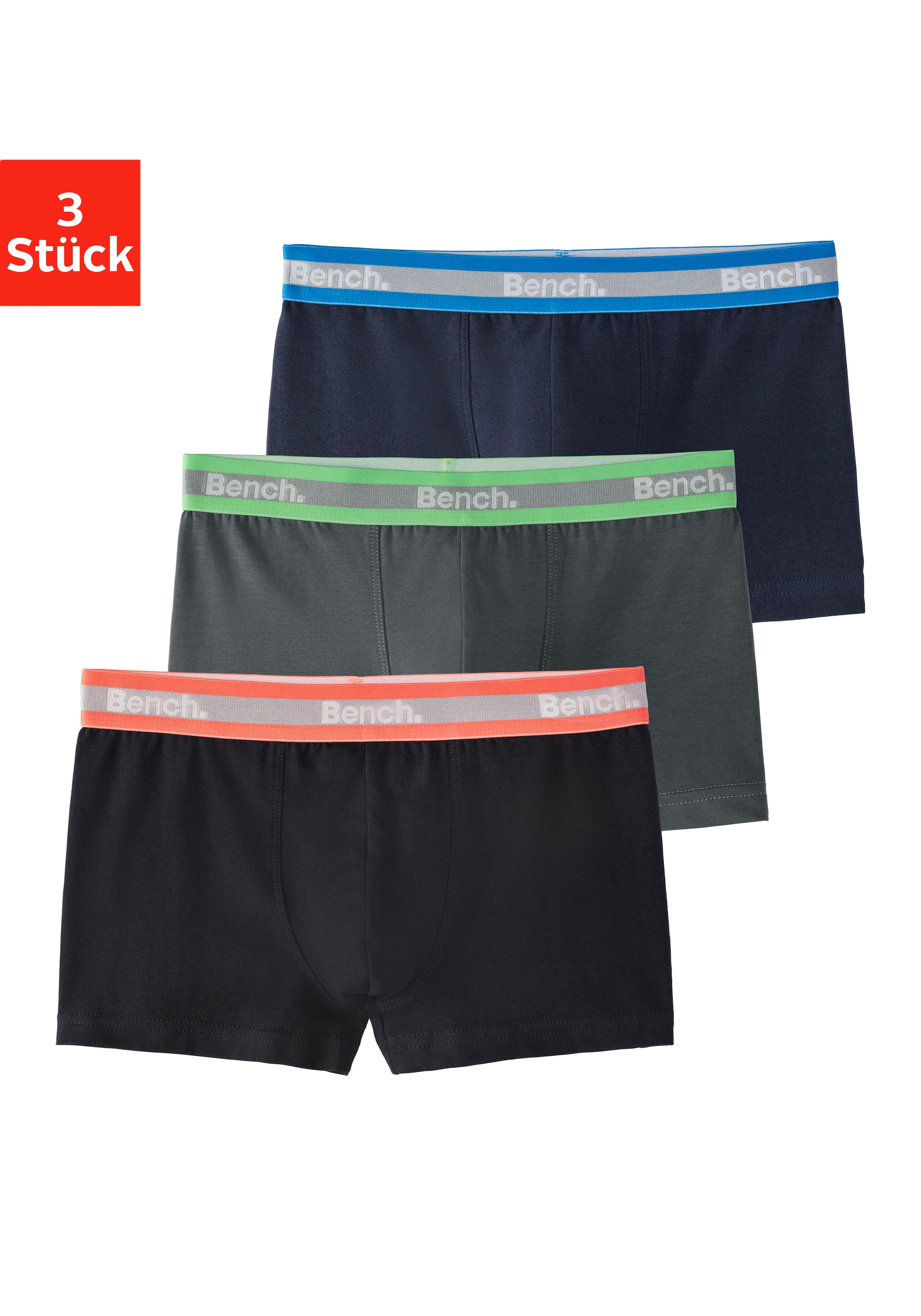 Bench. Boxer »Boxershorts für Jungen« Packung, 3 Stk. unifarben mit neon Bü günstig online kaufen