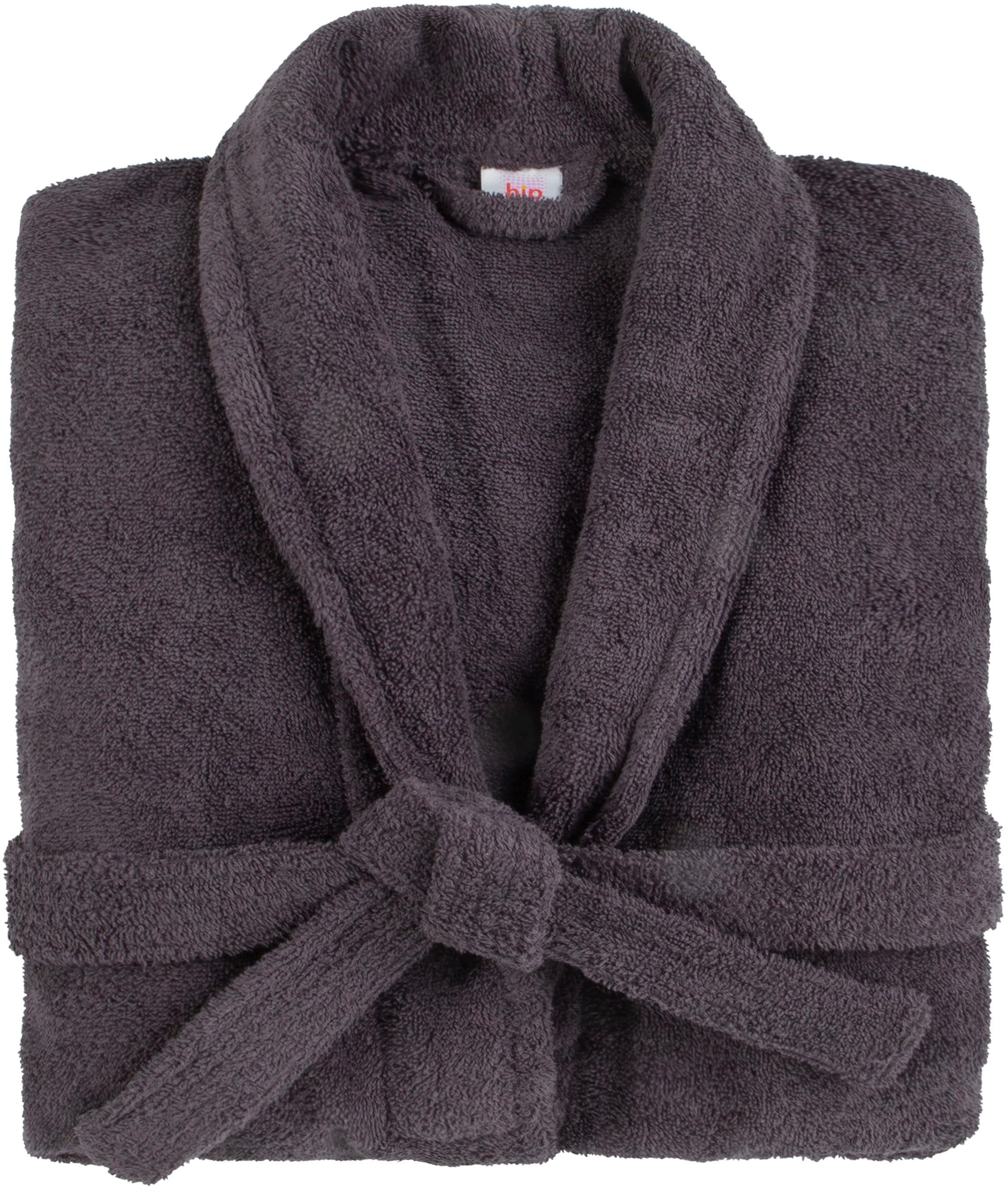hip Bademantel »Hip Bathrobe uni«, (Packung, 1 St., 1x Bademantel), Schalkragen, Gürtel, Taschen, Damen & Herren, Velours, Glanz