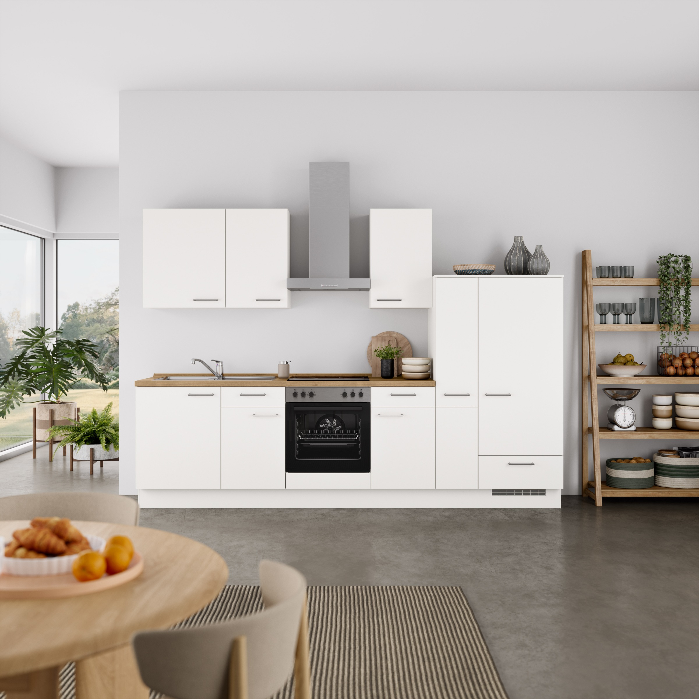 nobilia® Küchenzeile »"Laser I", Ausrichtung wählbar, Breite 300 cm« vormontiert, wahlw. mit unterschiedlichen E-Geräten-Sets