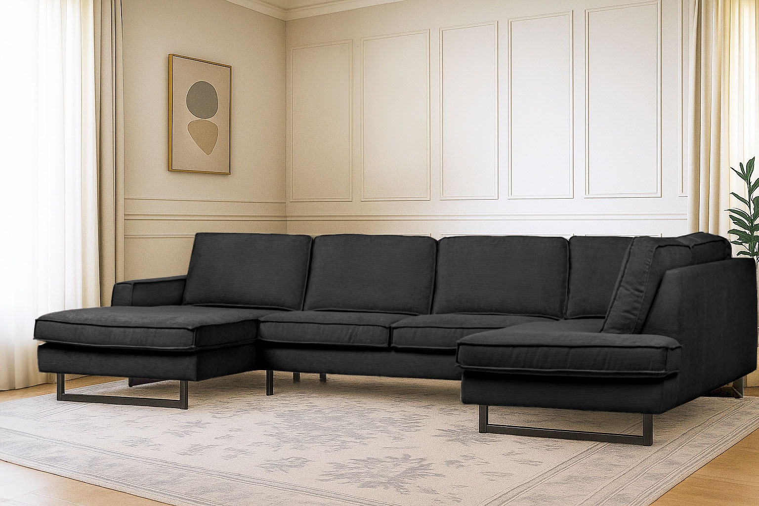 Home affaire Wohnlandschaft »Pinto, 350 cm, U-Form, XXL, mit Ottomanen« Cor günstig online kaufen