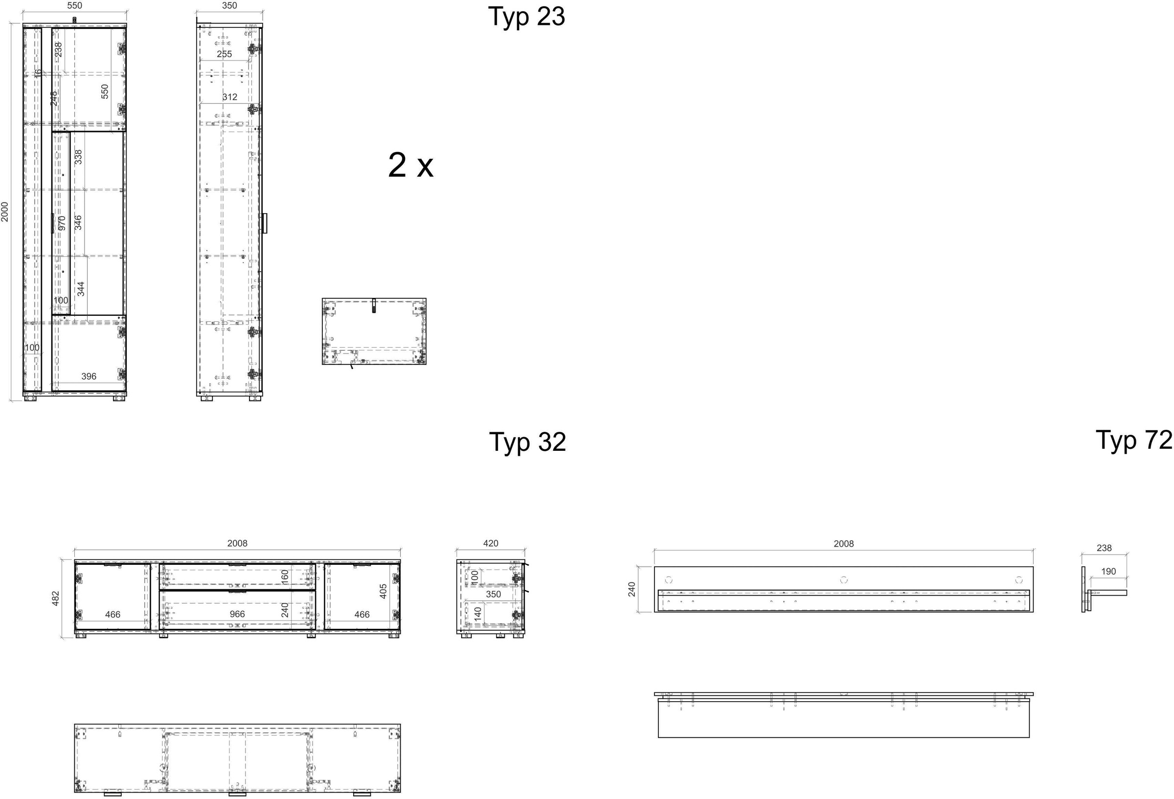 INOSIGN Wohnwand »LONG ISLAND«, (Set, 4 St.), in moderner Trendfarbe,inklusive senkrechter Beleuchtung,Breite 330 cm