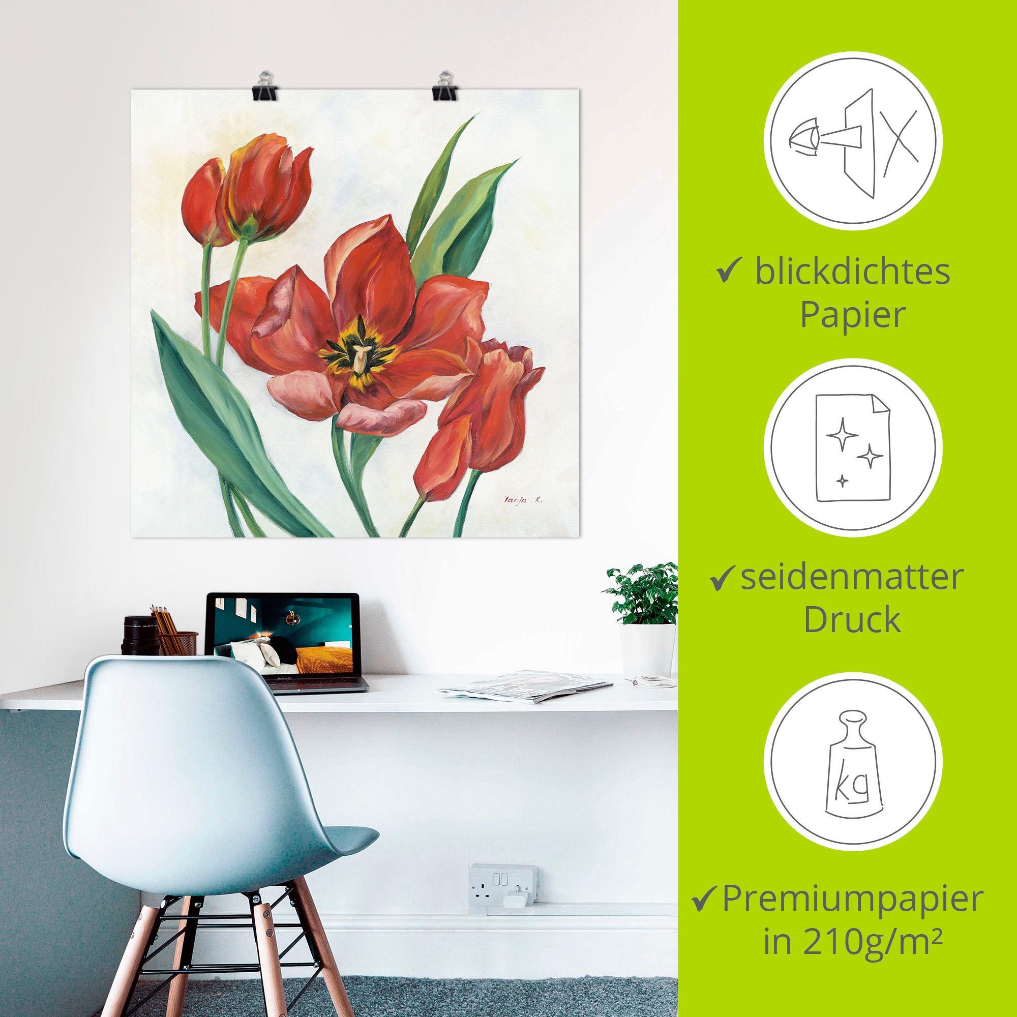 Artland Wandbild »Tulpen I«, Blumenbilder, (1 St.), als Leinwandbild, Poster in verschied. Größen