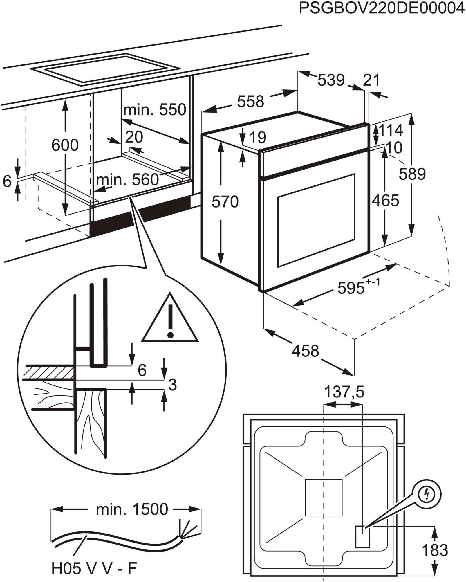 AEG Einbaubackofen Serie 6000 »BEE43511AB«, Aqua-Reinigungsfunktion, 60 cm, 65 l, Heißluftsystem, Grillfunktion