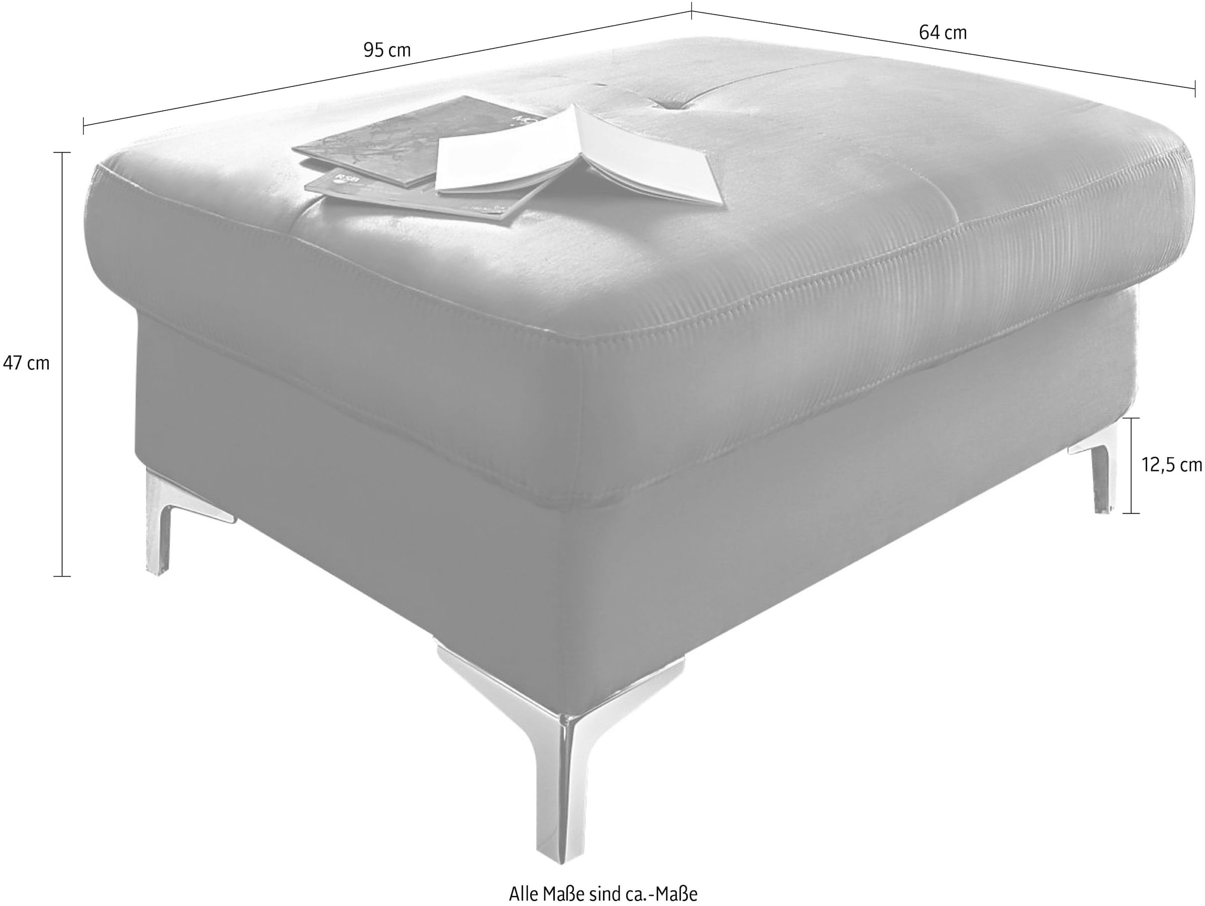 COTTA Polstergarnitur »Sammy U-Form«, (Set, Tiefe der Recamiere 169 cm), Set bestehend aus: Wohnlandschaft mit Kopfteilverstellung & Hocker