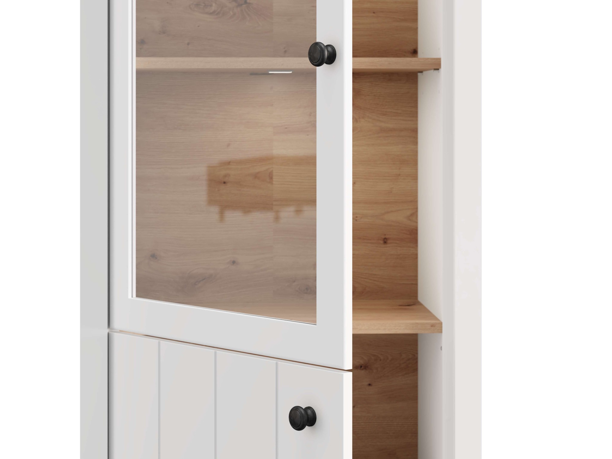 Home affaire Vitrine »BEDFORD Vitrinenschrank, Glasschrank, Standvitrine, Highboard« MDF-Profil 2D ummantelt, 2 Türen & 4 Einlegeböden mit Metallgriffen