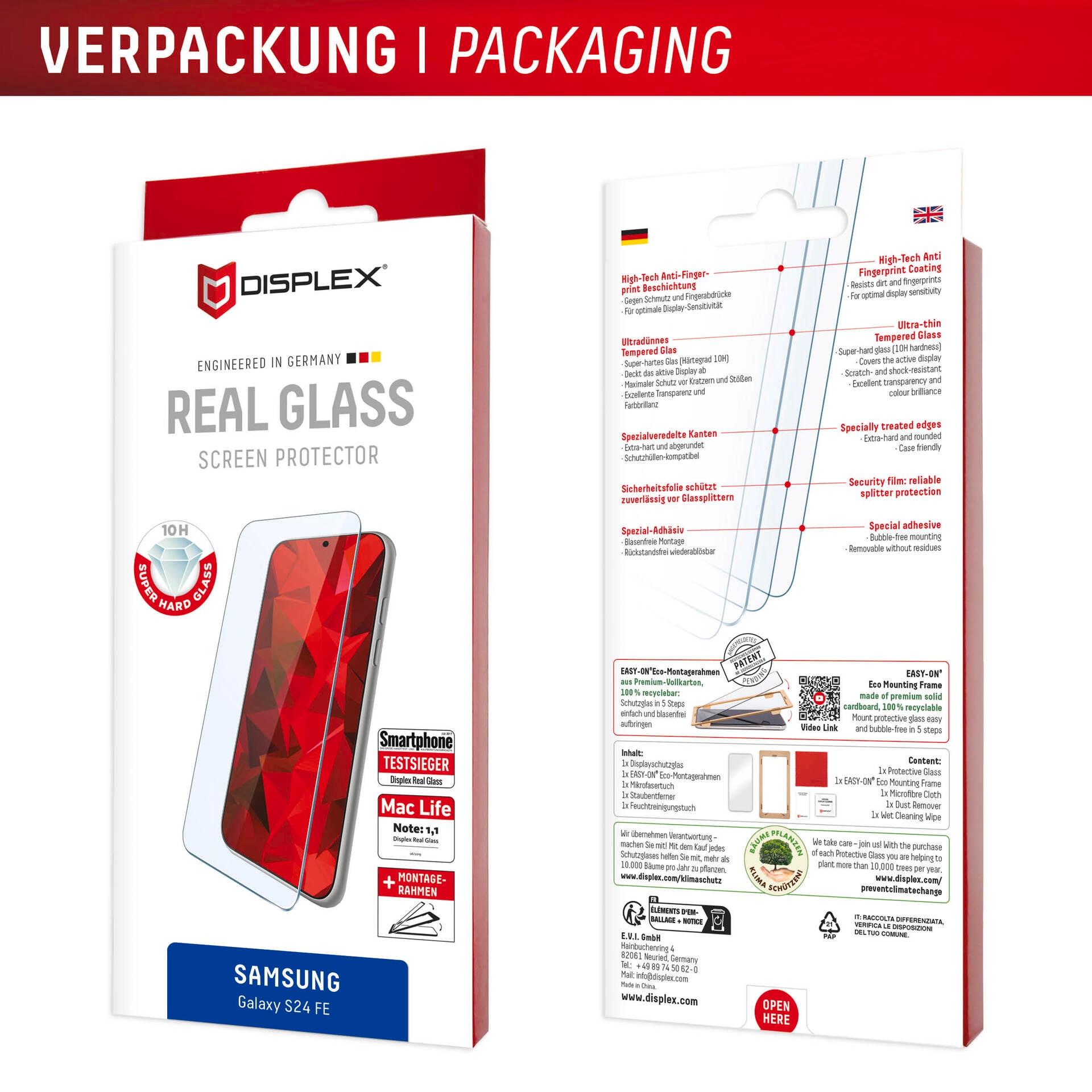 Displex Displayschutzglas »Real Glass« Displayschutzfolie, Schutzfolie, Bildschirmschutz, kratz- & stoßfest