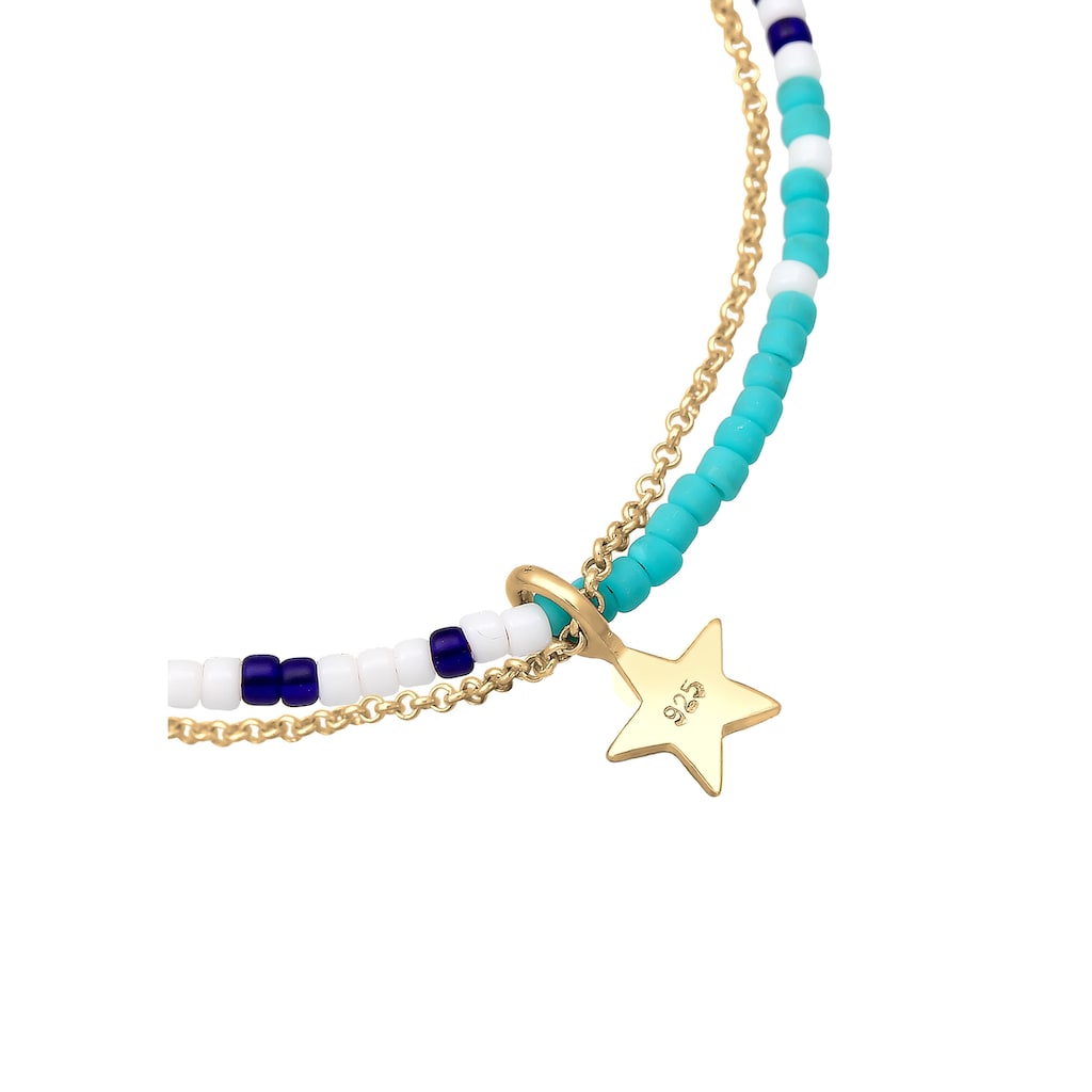 Elli Armband »Layer Stern Astro Beads Erbskette Bunt 925 Silber«