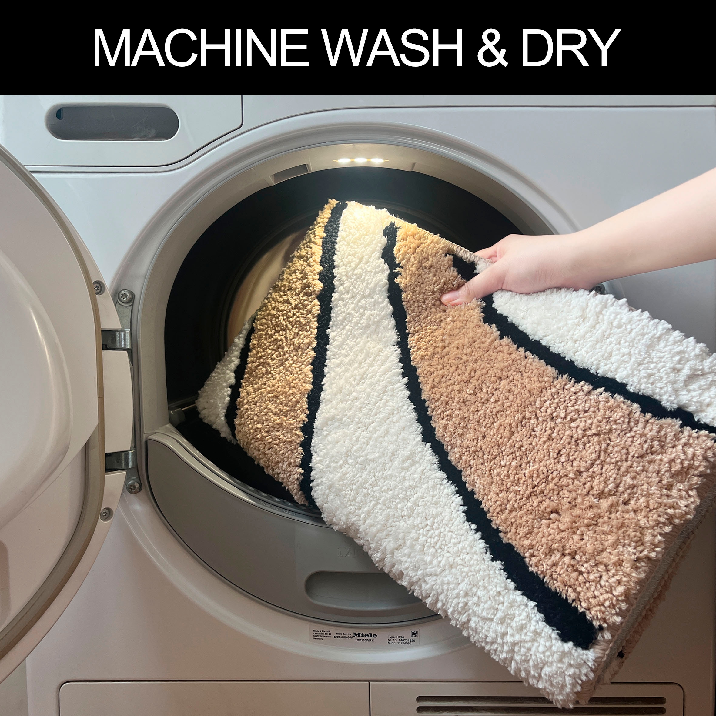 my home Badematte »Anna, Badvorleger, Badezimmer Teppich«, rutschhemmend beschichtet, fußbodenheizungsgeeignet-schnell trocknend, Badteppich, Hoch Tief Effekt, Modern, Weich, Wellen