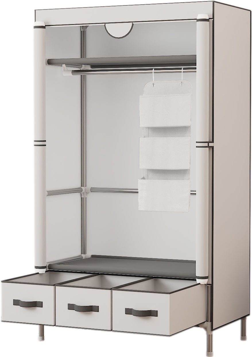 INOSIGN Kleiderschrank »Stockholm Stoffkleiderschrank Bestseller in diversen Ausführungen«, (Stabile Konstruktion mit Schubladen in vielen Breiten erhältlich), Schlafzimmer Garderobe Schrank Stoffkleiderschrank mit viel Stauraum