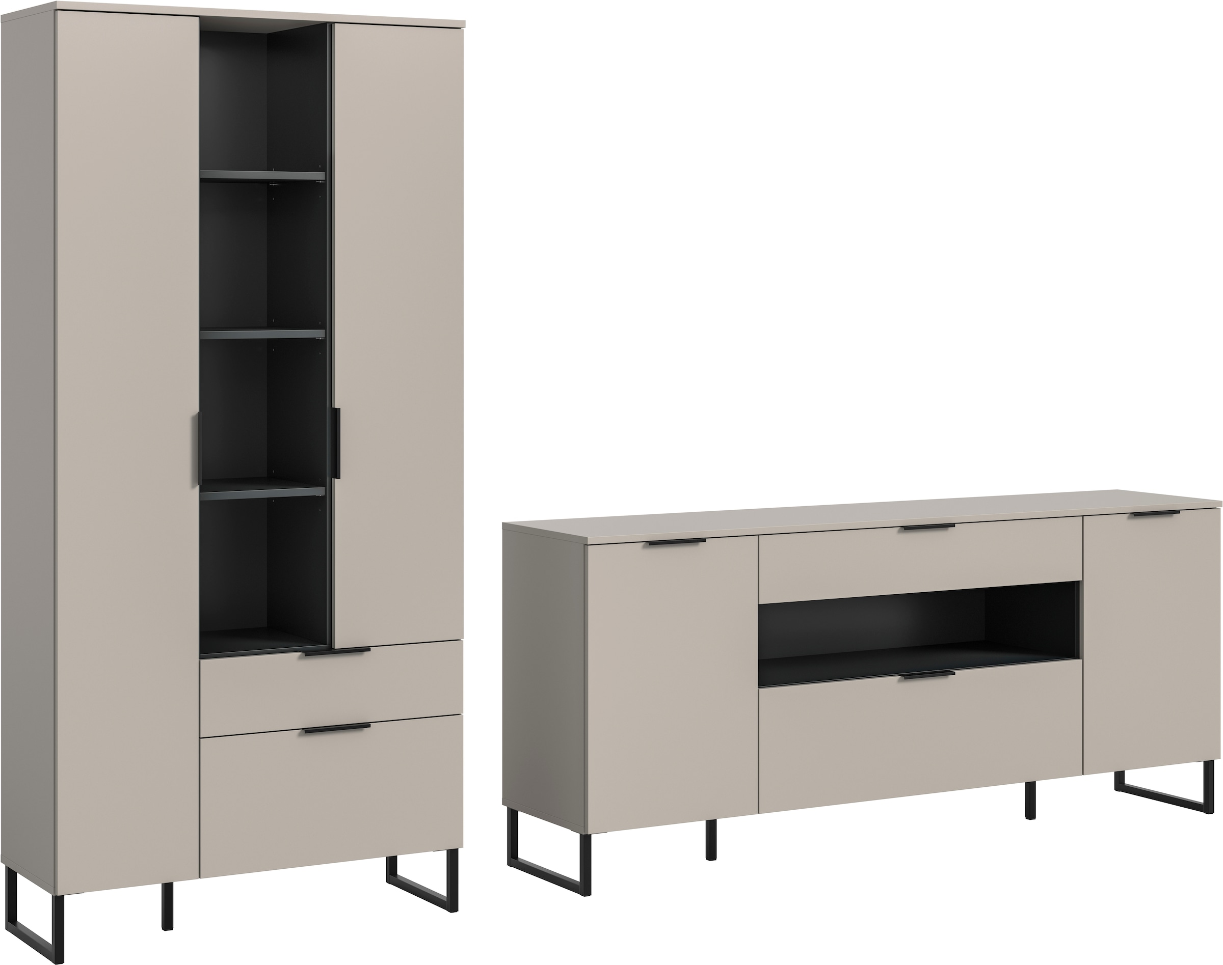 INOSIGN Wohnwand »ADIO, Breite 290 cm, 2-teiliges Set, mit Metall-Kufenfüße günstig online kaufen