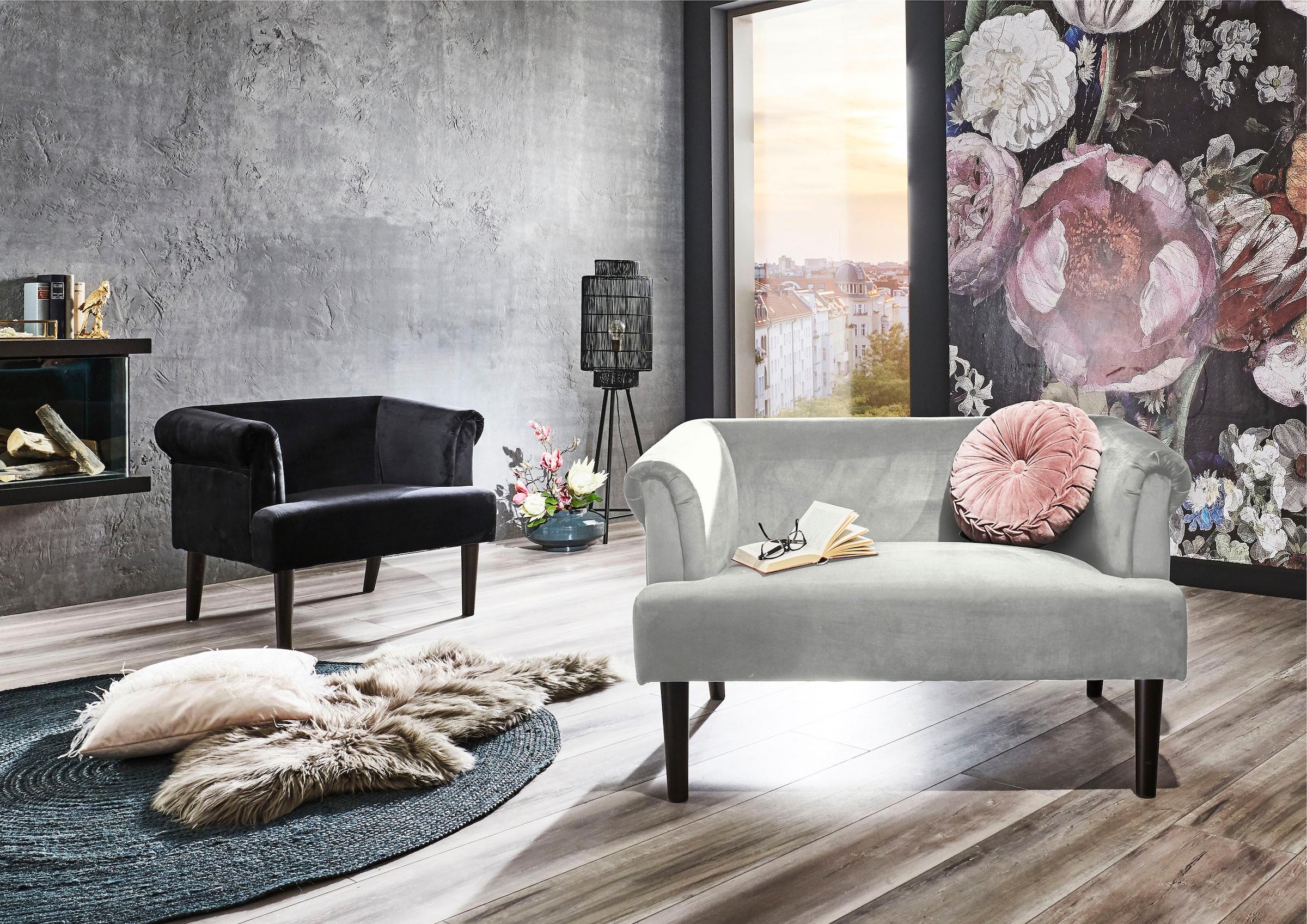ATLANTIC home collection 1,5-Sitzer »Charlie«, XXL-Sessel mit Samtveloursbe günstig online kaufen