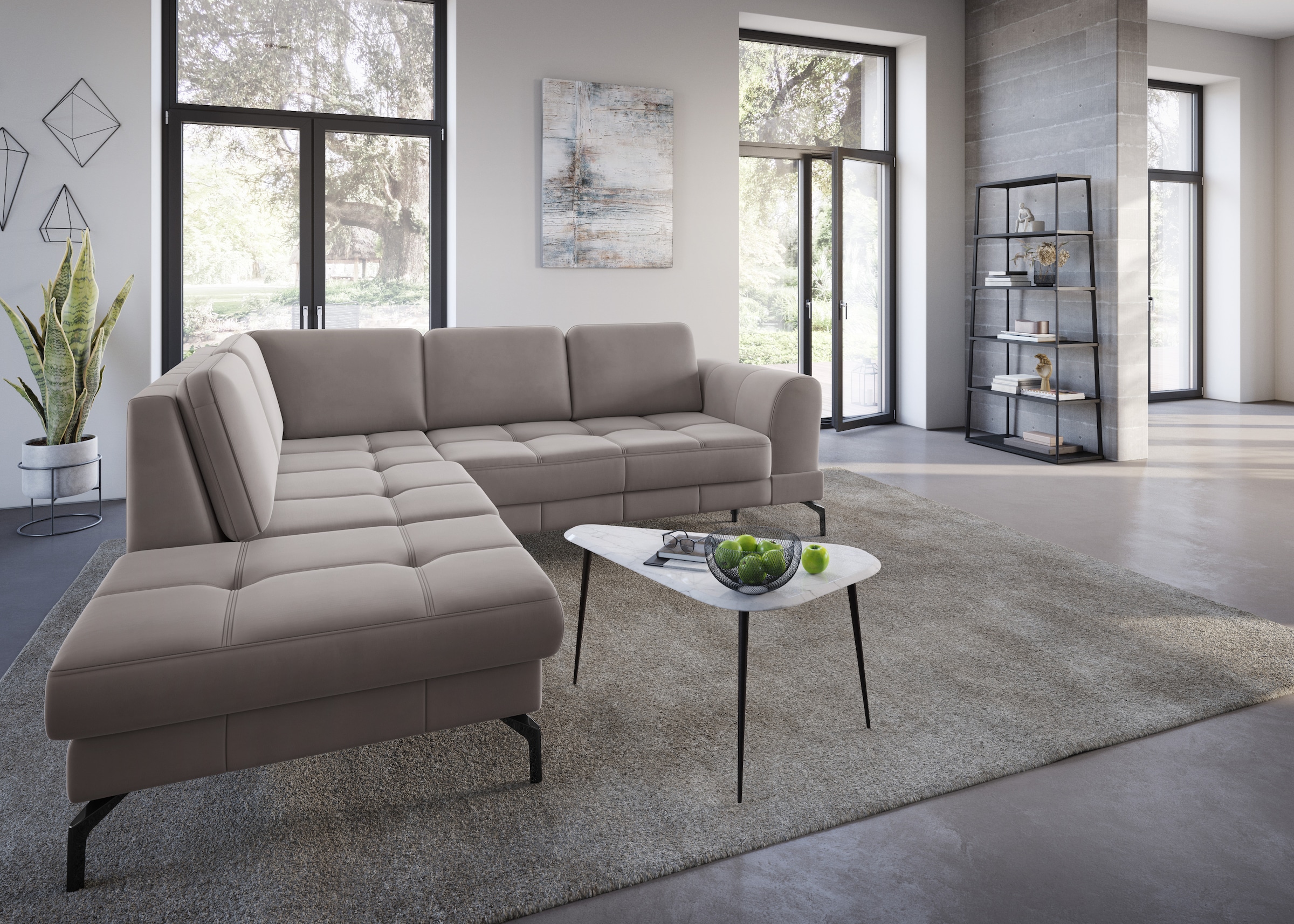 sit&more Ecksofa »Bendigo L-Form«, inklusive Sitztiefenverstellung, Bodenfreiheit 15 cm, in 2 Fußfarben