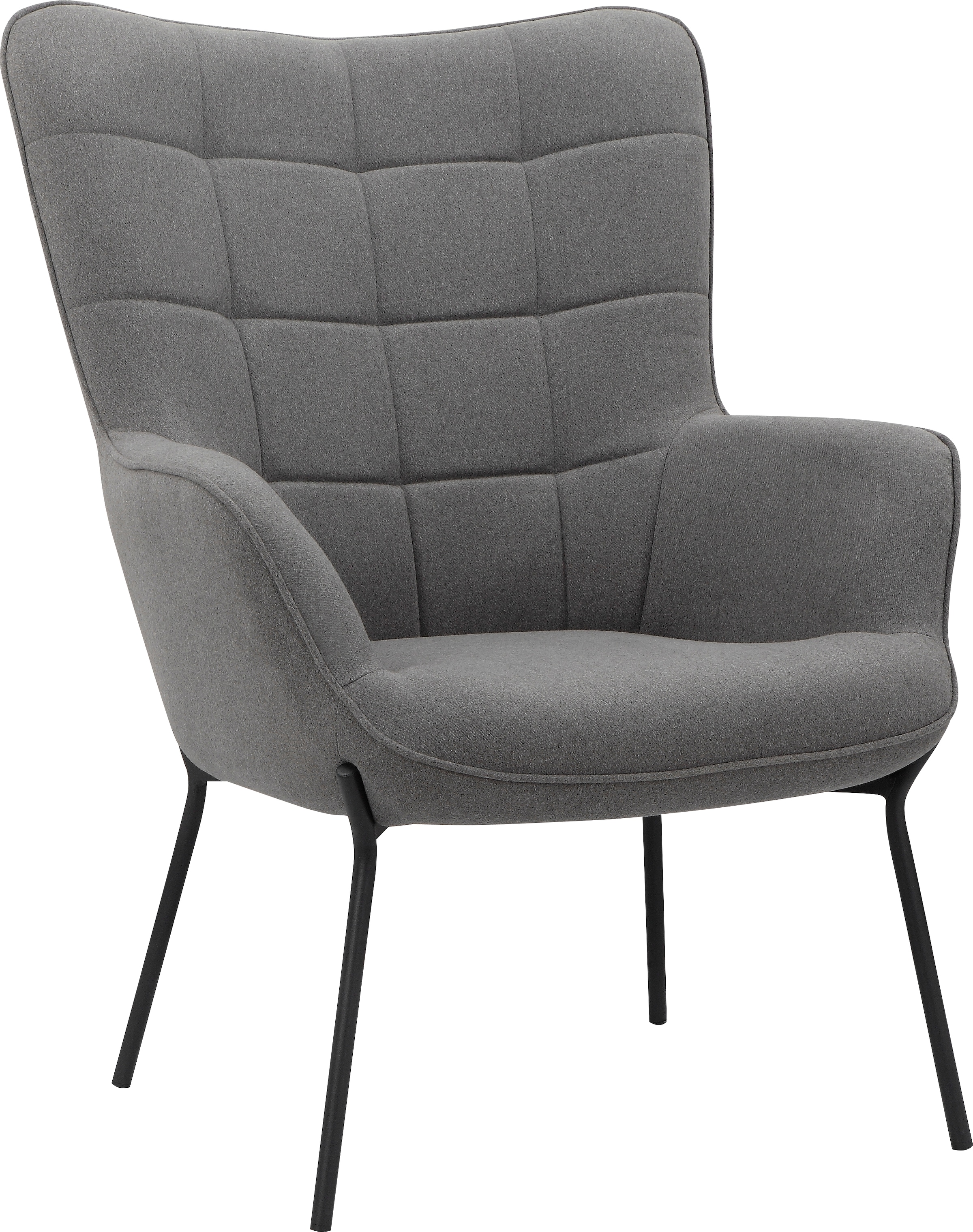 OTTO products Loungesessel »Luukas, Ohrensessel mit Metallbeinen,«, (1 St.), Stoff recyceltes Polyester, Sitz und Rücken gepolstert, Sitzhöhe 46 cm