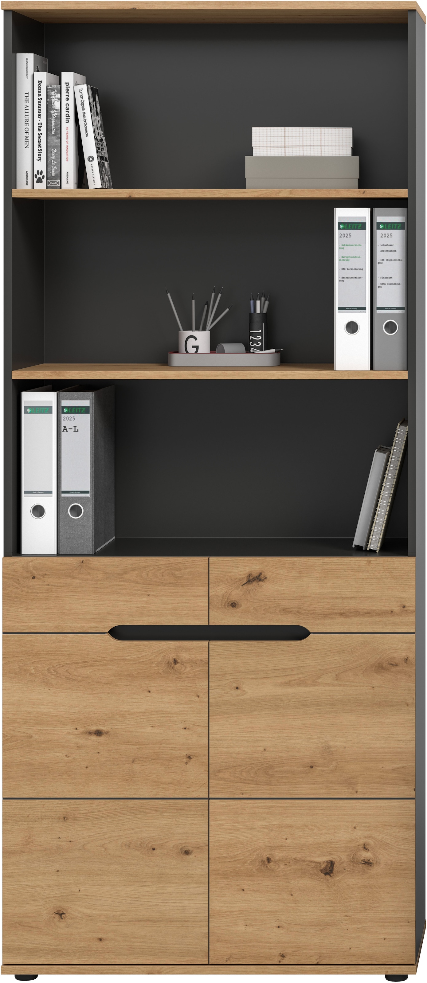 Home affaire Aktenschrank »REHAT, TOPSELLER!, Höhe 190cm, 5 Fächer, 3 feste & 1 variabler Boden« bietet viel Stauraum für ca. 35 Aktenordner,  Regal, Schrank, Büroschrank, Homeoffice, Office, Büro