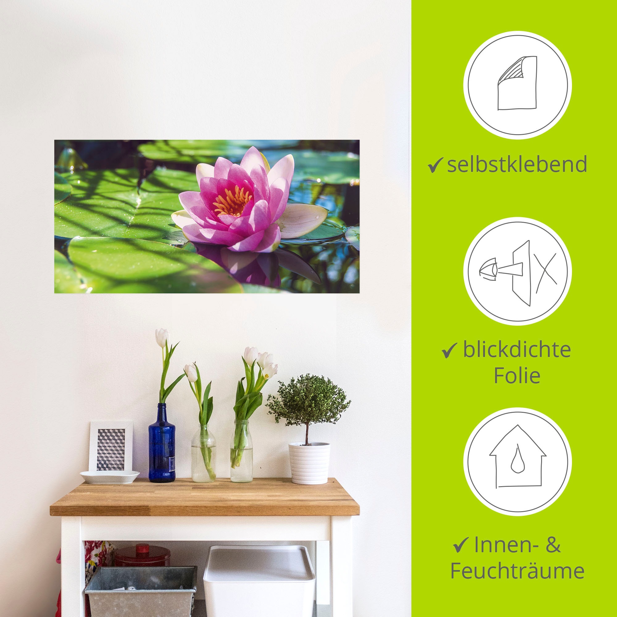 Artland Wandbild »Seerose Nahaufnahme«, Blumenbilder, (1 St.), als Alubild, Outdoorbild, Leinwandbild, Wandaufkleber, versch. Größen