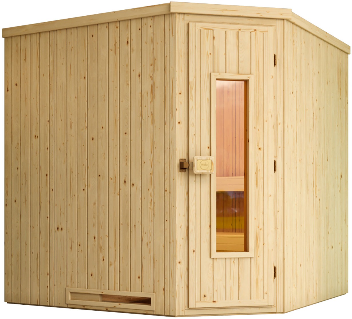 weka Sauna »Element-Ecksauna VARBERG 3«, vorgefertigte Elemente, isolierte Holztür