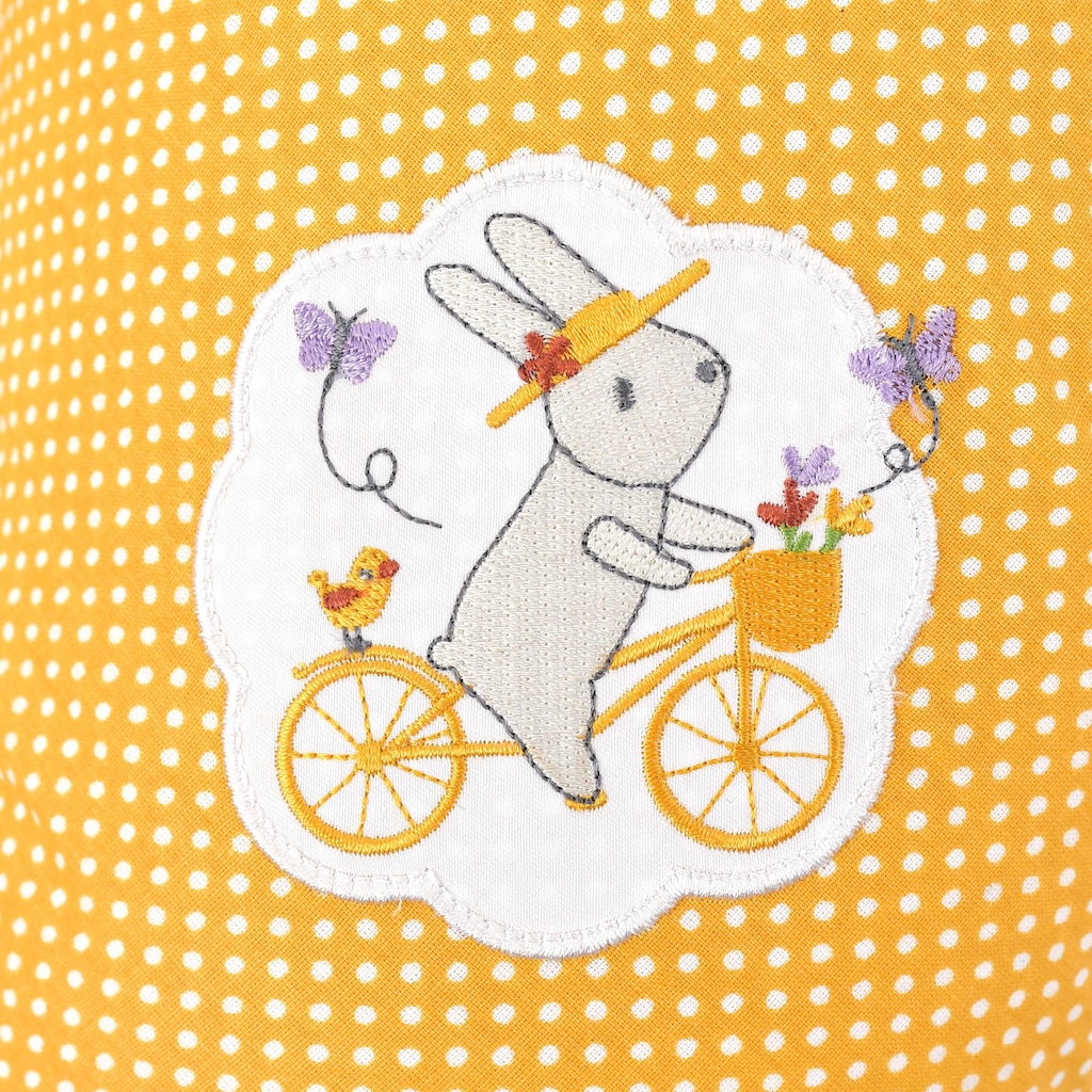 SEI Design Stillkissen »EPS Perlen Hase auf Fahrrad orange«, mit hochwertiger Stickerei