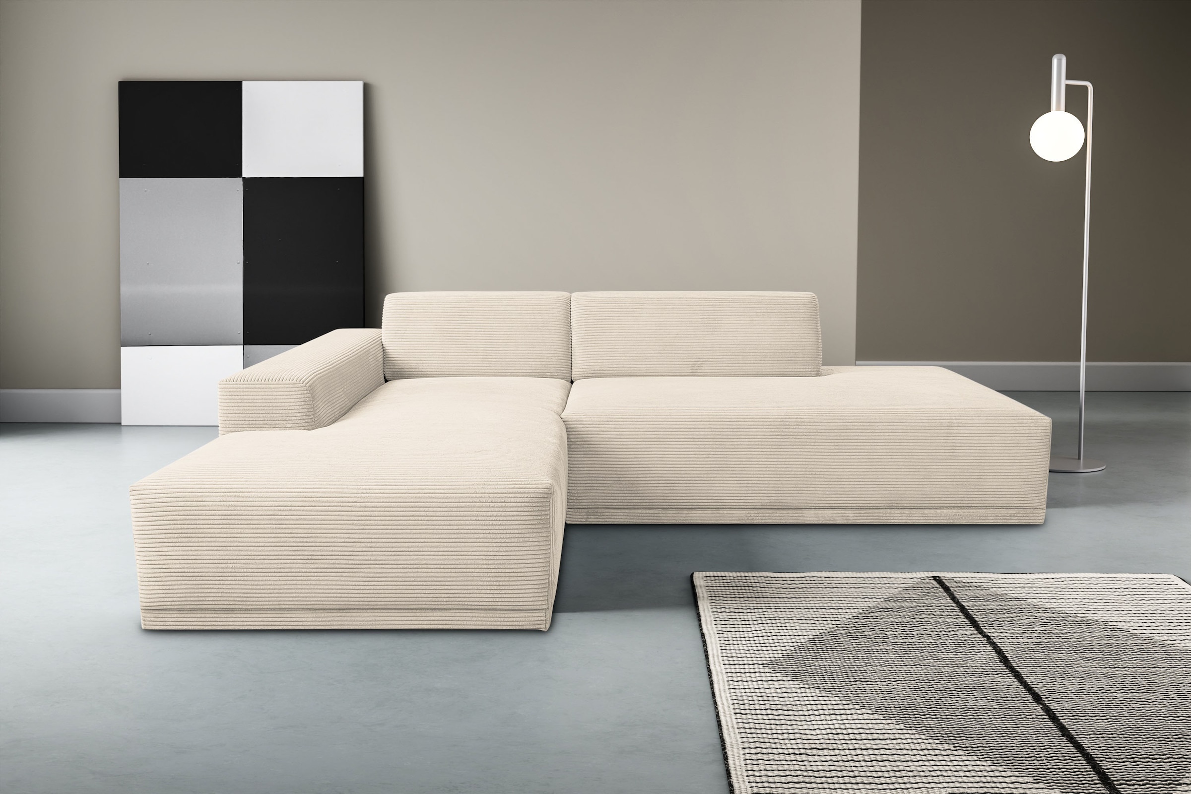 WERK2 Ecksofa »Apollo 264 x 188 cm, bequem, Japandi Design, Cord, viel Platz« Cord, L-Form