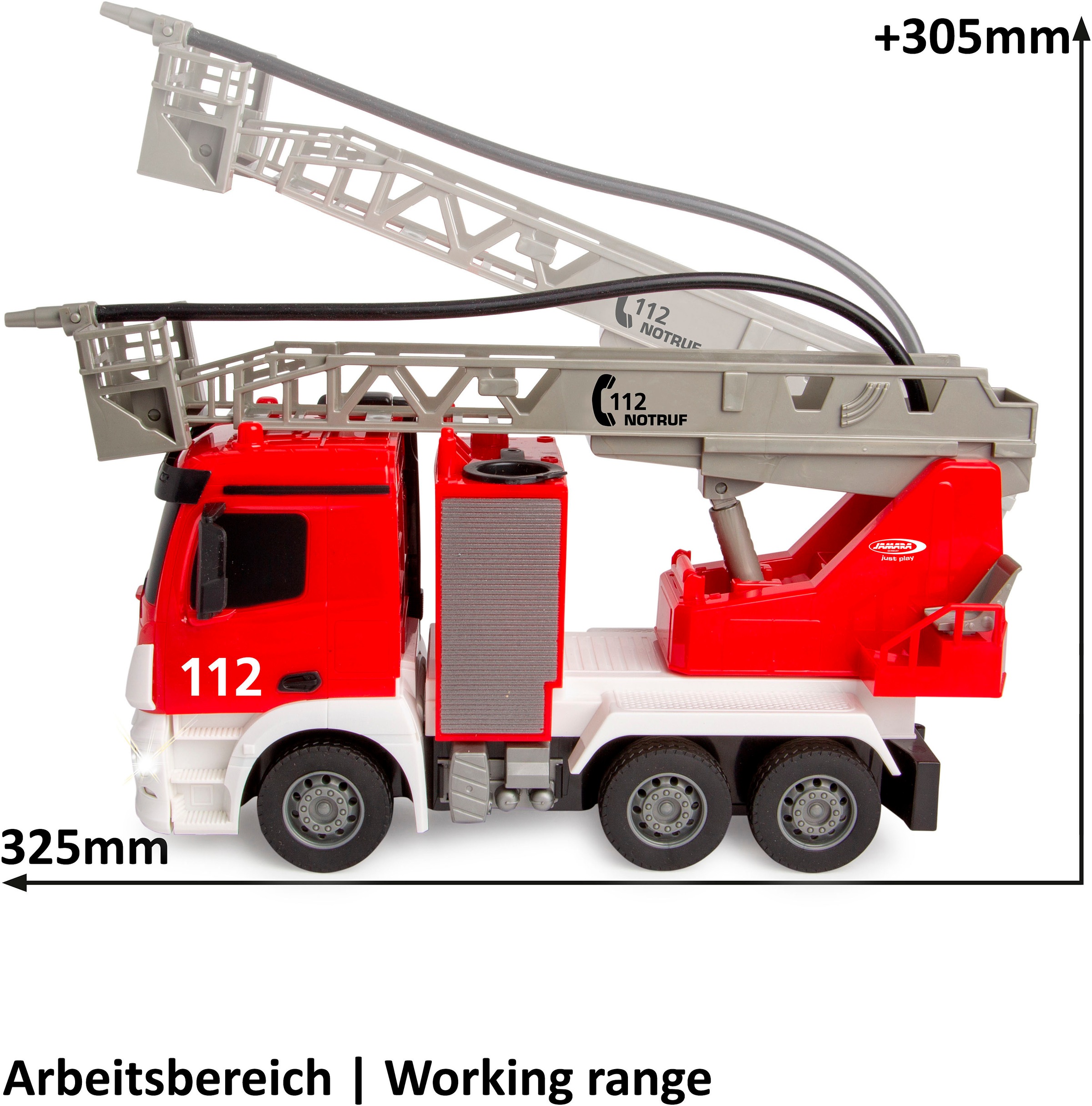Jamara RC-LKW »Feuerwehr Drehleiter Mercedes -Benz Antos 2,4GHz«, mit Spritzfunktion; LED-Licht; Maßstab 1:26