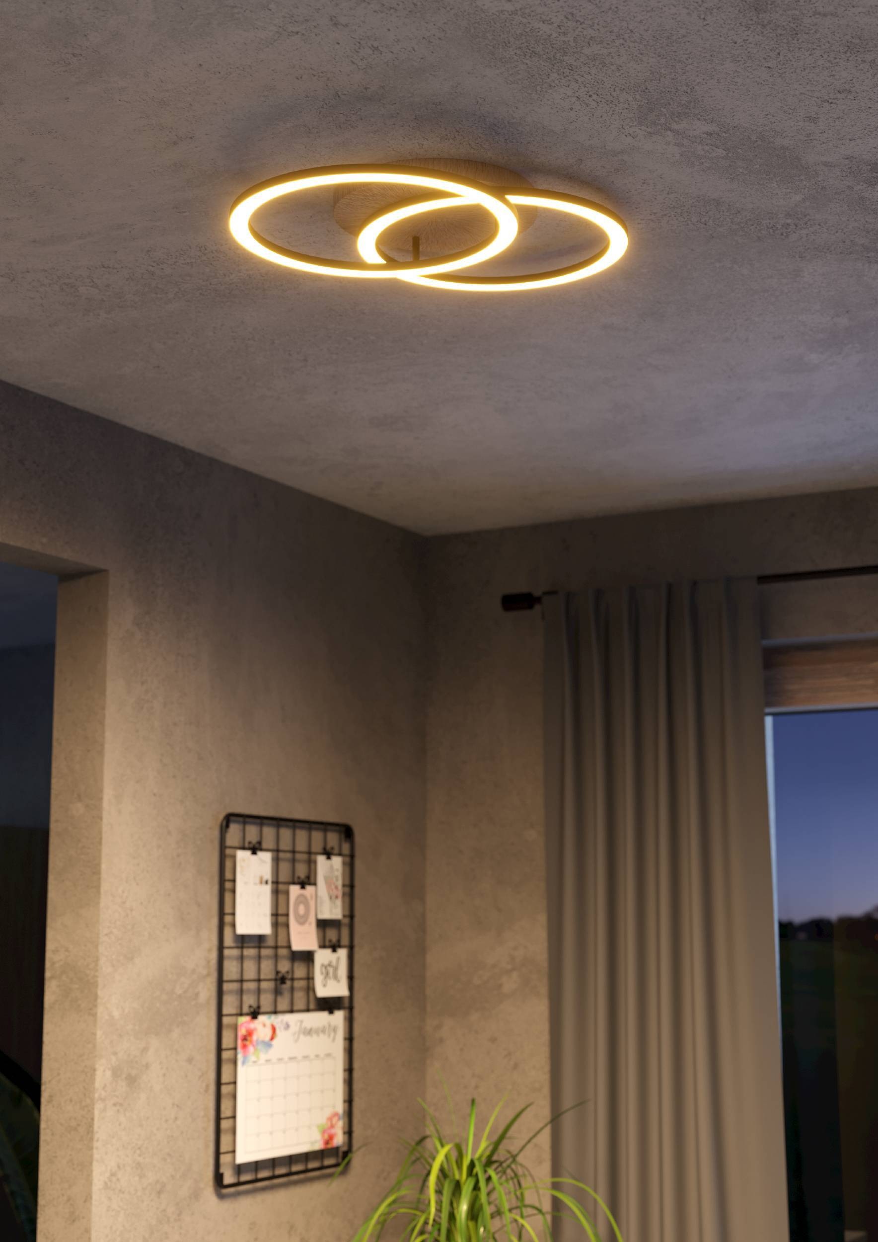 EGLO Deckenleuchte »Lomaltas-z Deckenlampe, ZigBee, App und Sprachsteuerung, Flurlampe« LED-Modul 1 Stk. Kaltweiß | Neutralweiß | Warmweiß Wand-/Deckenleuchte - L58 x B35 x H8,5cm - schwarz, braun - 4X8W inkl.