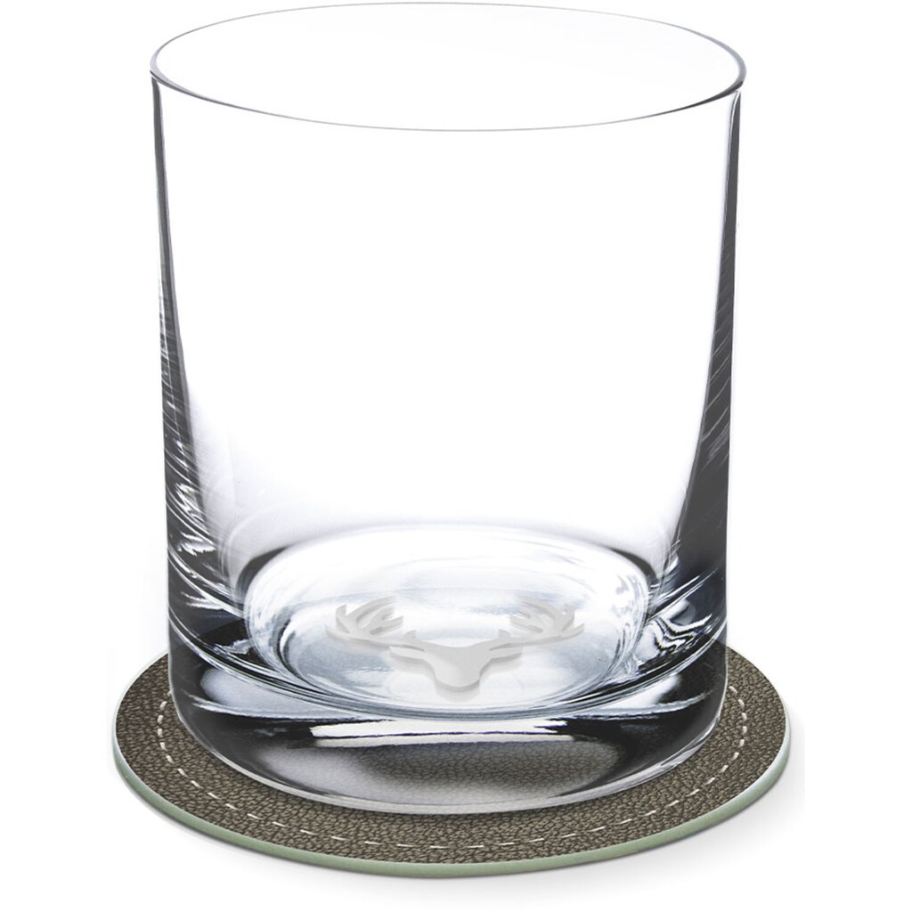 Contento Whiskyglas, (Set, 4 tlg., 2 Whiskygläser und 2 Untersetzer)