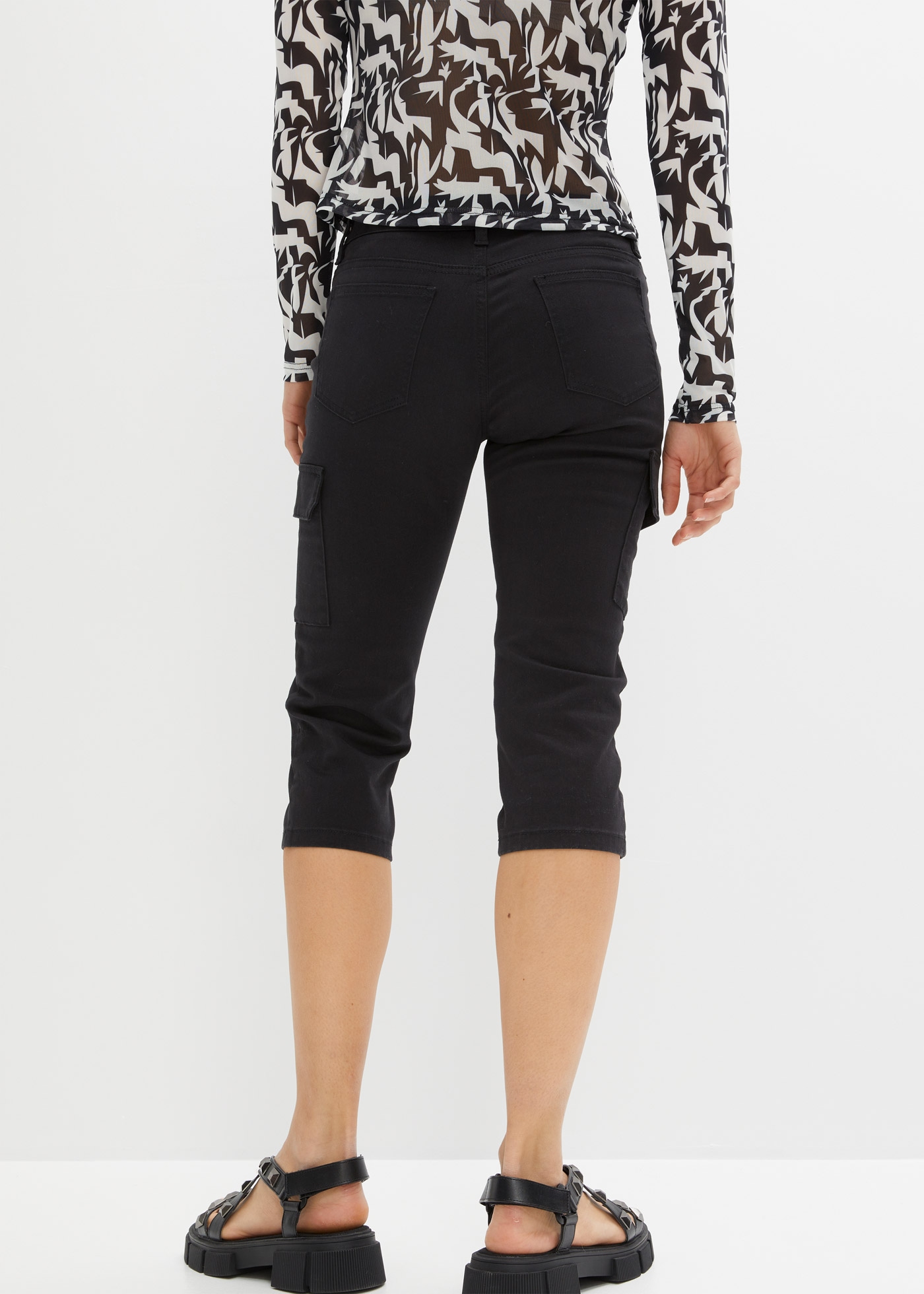 bonprix Caprihose  aus Baumwolle mit Elasthan, Skinny Fit, im Cargo-Look