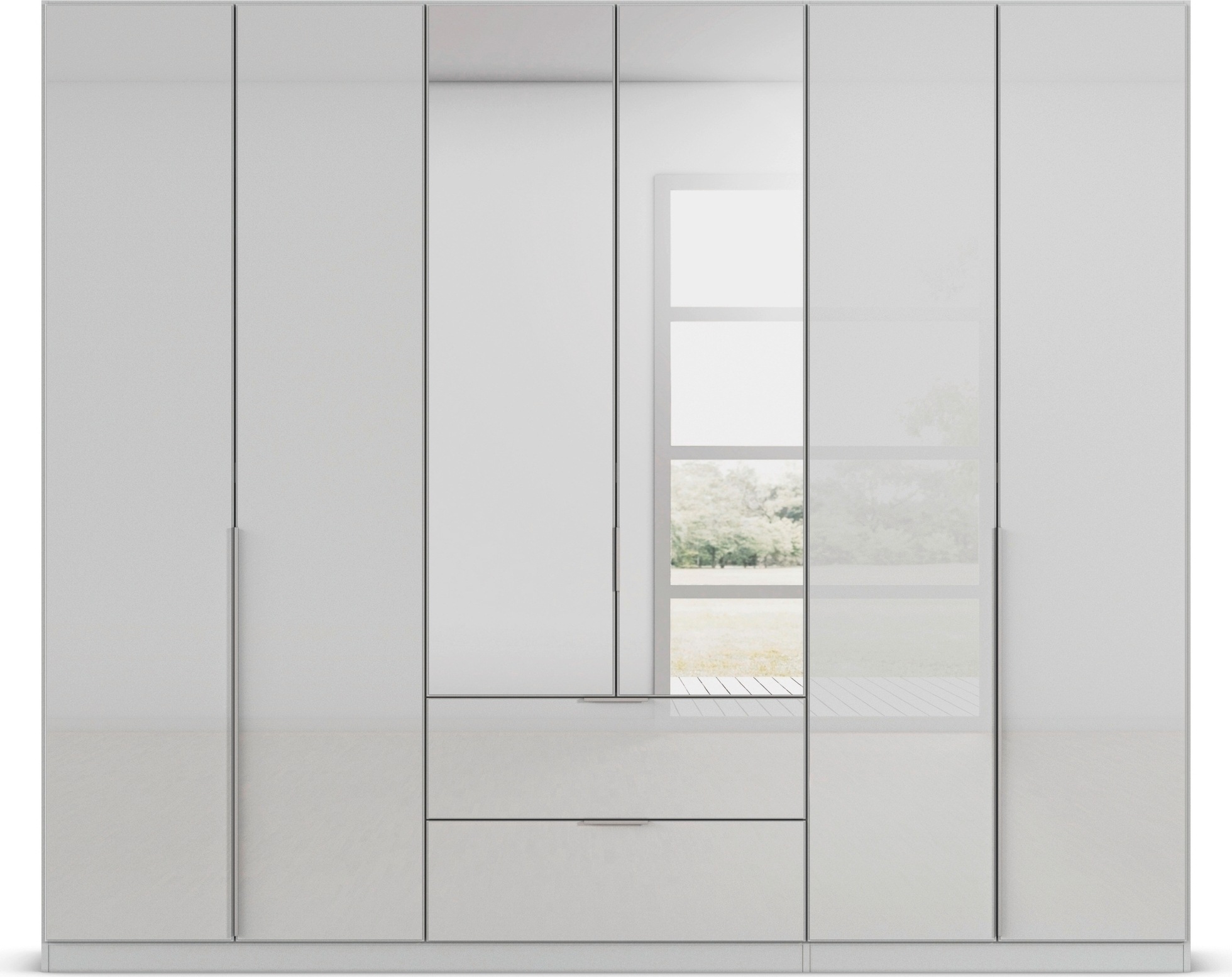 rauch Drehtürenschrank »Kleiderschrank Kleiderschränke Schrank Garderobe AGORDO mit Glasfront«, (in zwei Griff-Farben, Breiten 91-360 cm), mit Außenschubkästen, in 7 Breiten und 2 Höhen MADE IN GERMANY