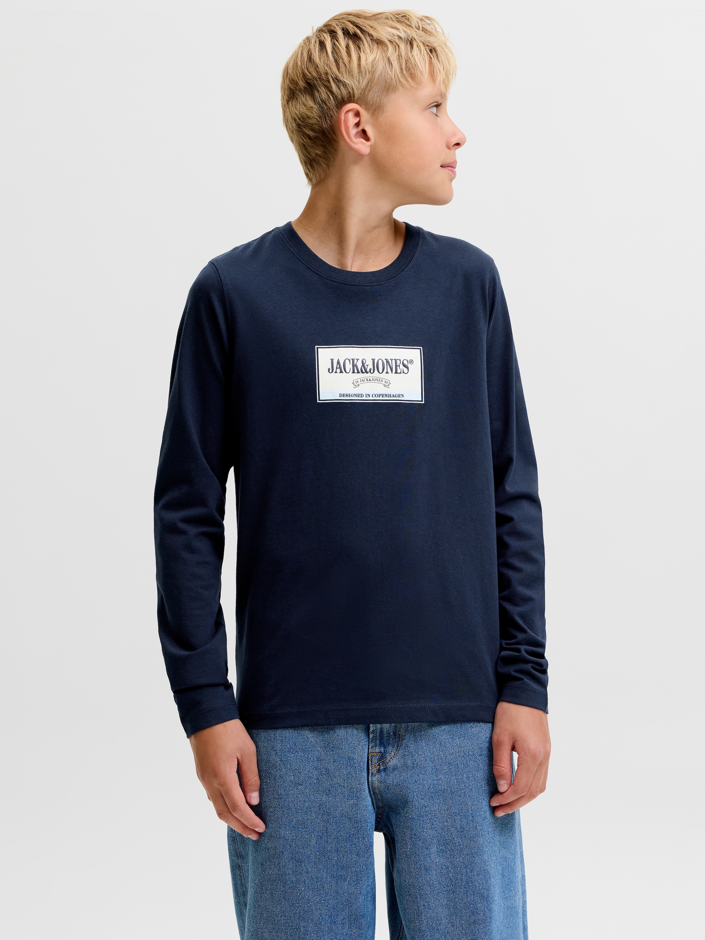 Jack & Jones Junior Langarmshirt »JORFREDERIKSBERG GRAPHIC BOX TEE LS JNR« Baumwolle, regular fit