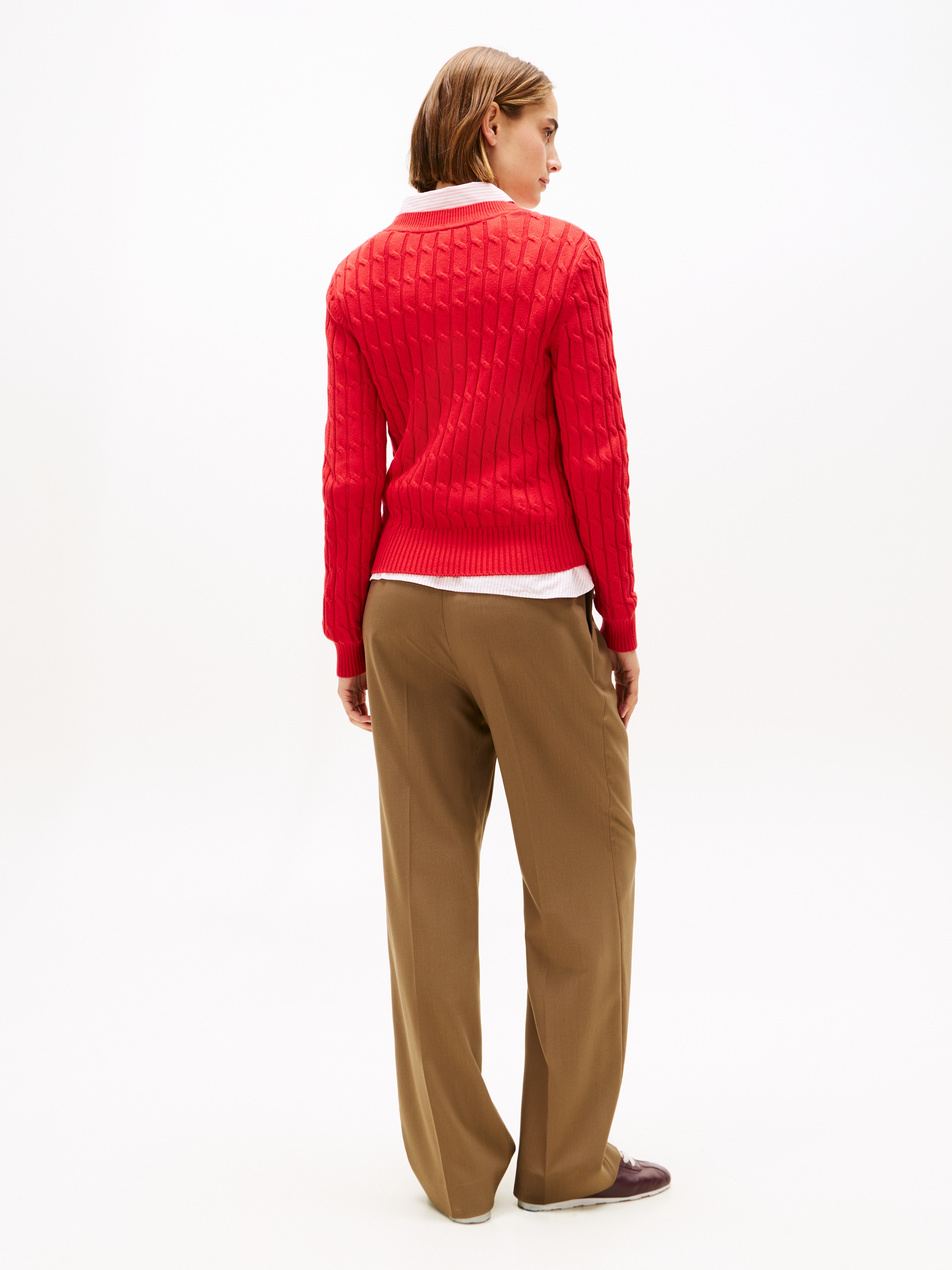 Tommy Hilfiger Rundhalspullover »CO CABLE MID GG C-NK LS SWT« mit Zopfmuster