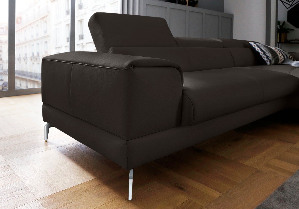 W.SCHILLIG Ecksofa »piedroo, Designsofa mit tollem Sitzkomfort, bequem und elegant, L-Form«, Kopfteilverstellung, wahlweise mit Sitztiefenverstellung, Breite 303cm