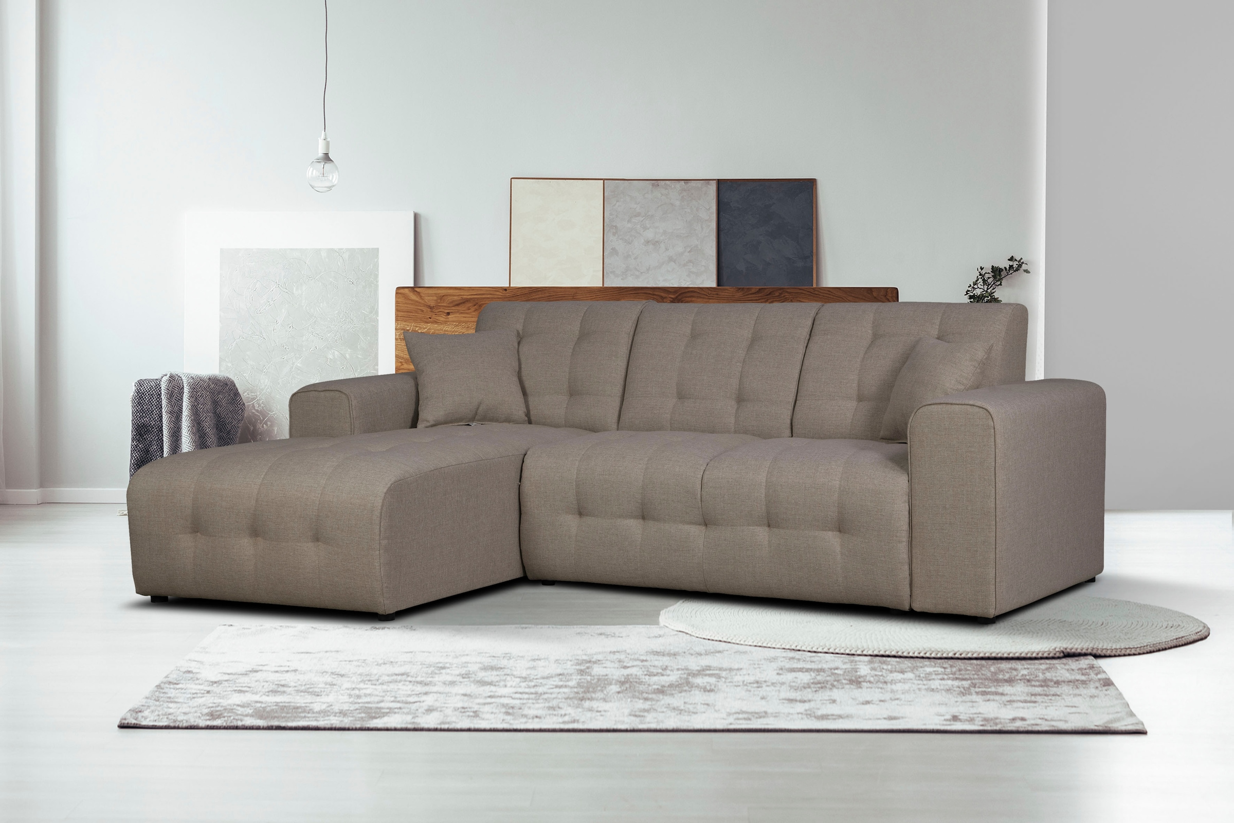 Home affaire Ecksofa "Nosia L-Form", incl. 2 Zierkissen, mit feiner Steppun günstig online kaufen