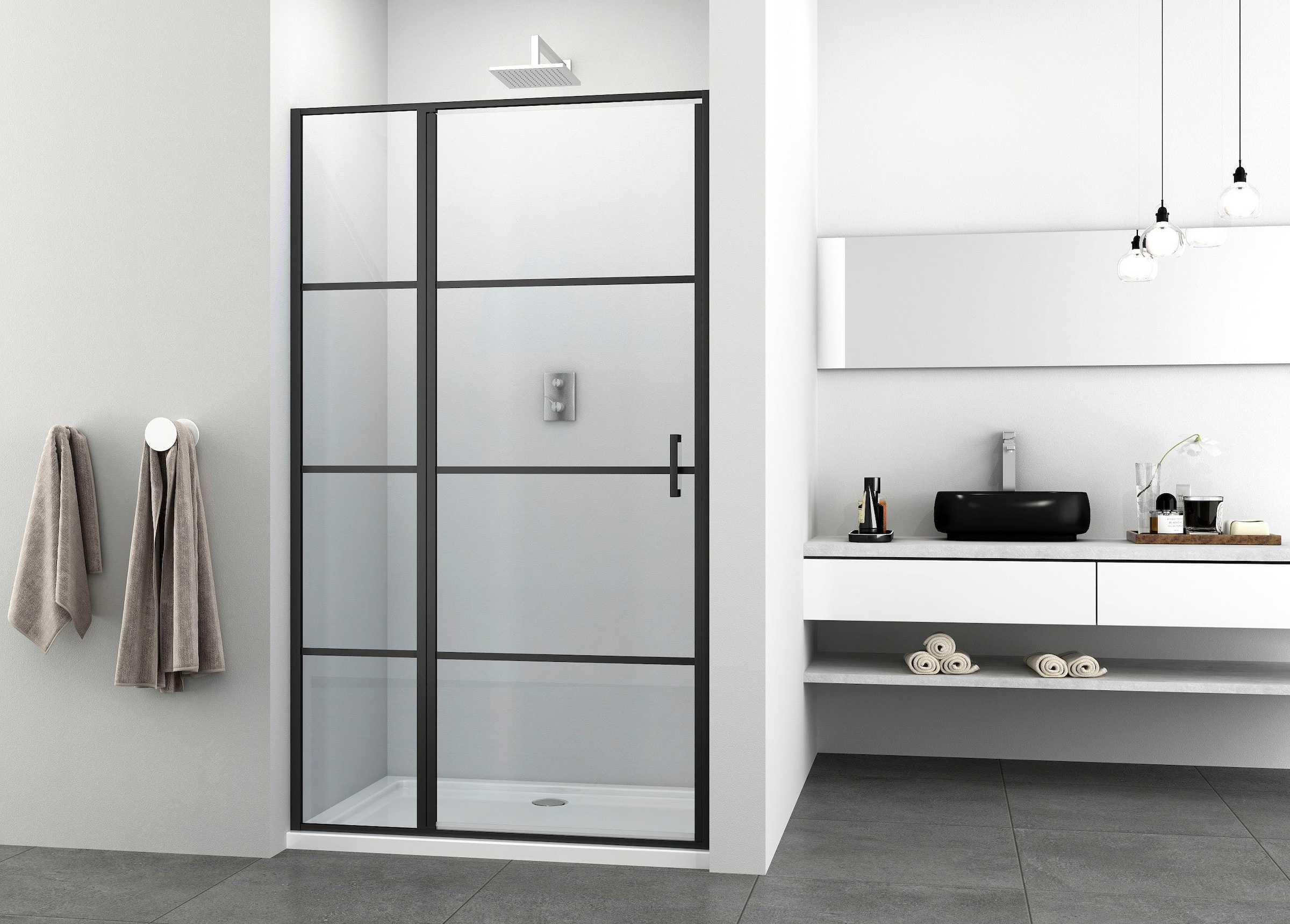 Sanotechnik Dusch-Pendeltür »Elite Black«, 118-120 cm Breite