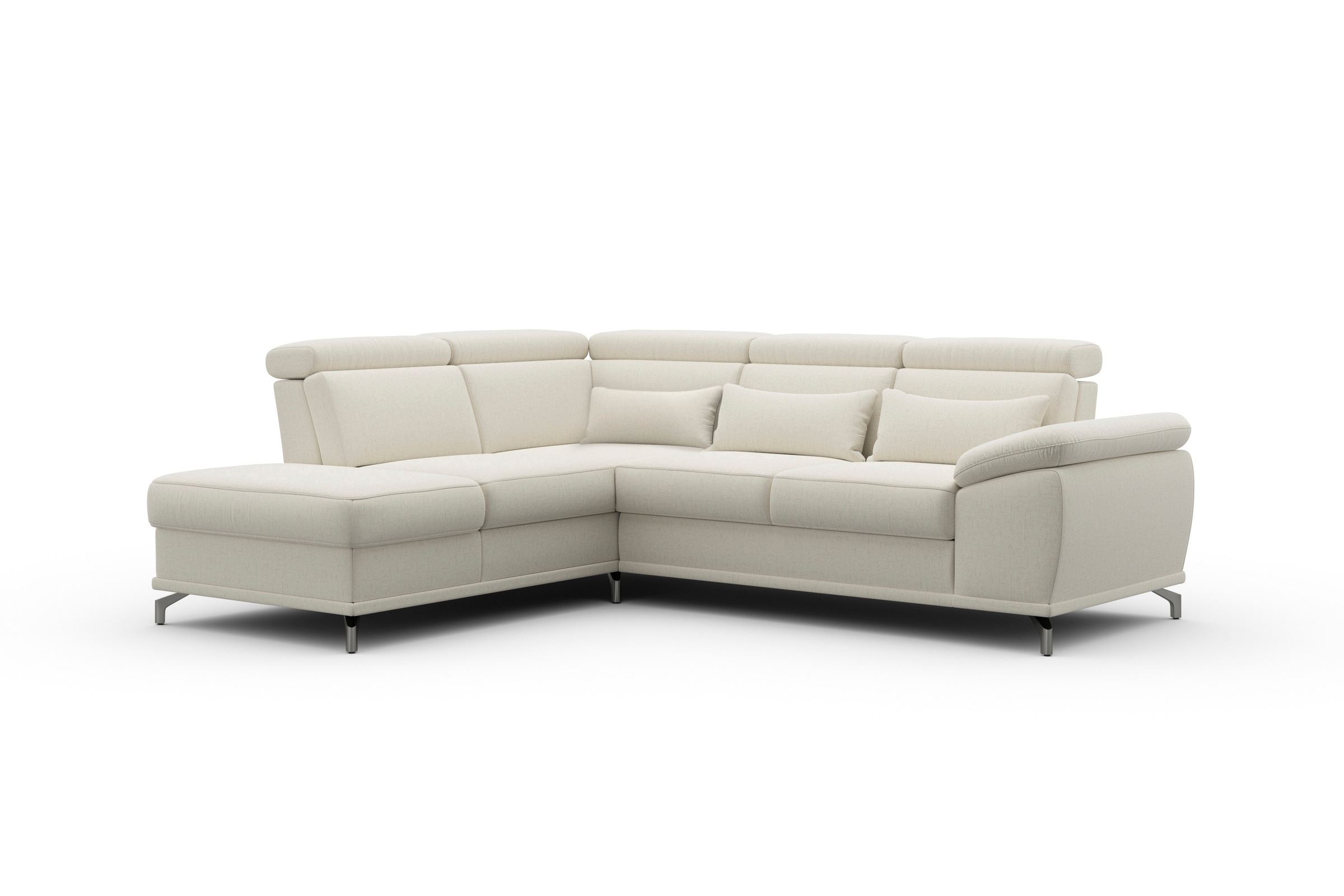sit&more Ecksofa »Cabrio L-Form, mit Sitztiefenverstellung, Arm- und Kopfteilverstellung«, 3 Nierenkissen, Federkern, optional Bettfunktion und Stauraum