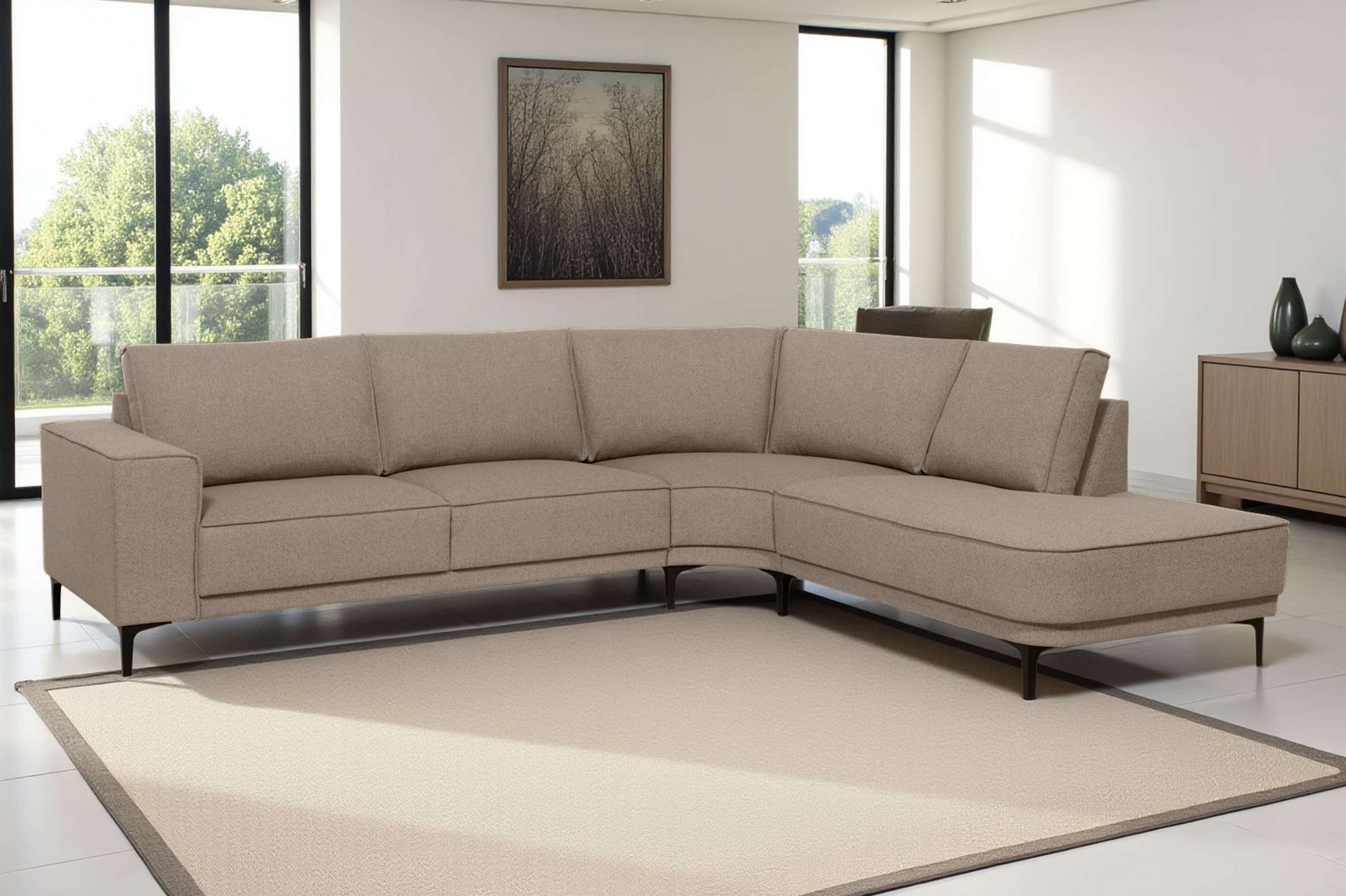 Places of Style Ecksofa »Casina«, mit abgerundeter Ottomane, in einem weichen Chenille-Stoff