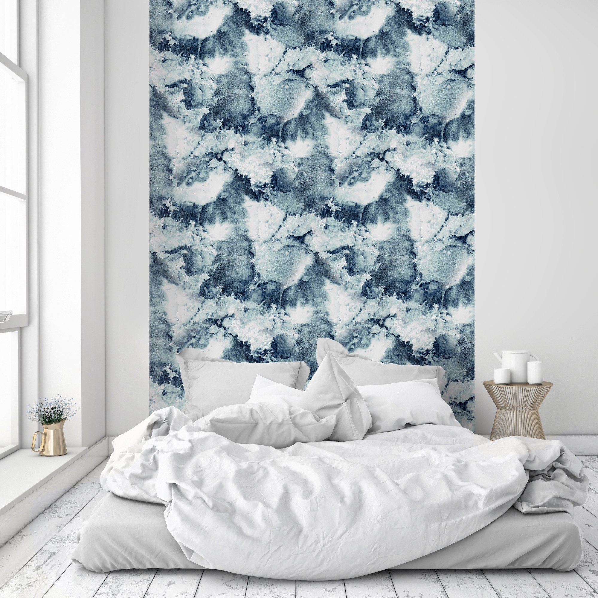queence Vinyltapete »Flora«, bedruckt-clean-unifarben-minimalistisch-Abriebeffekte-Steinoptik, 90x250cm, selbstklebend, kinderleichte Anbringung, Sticker